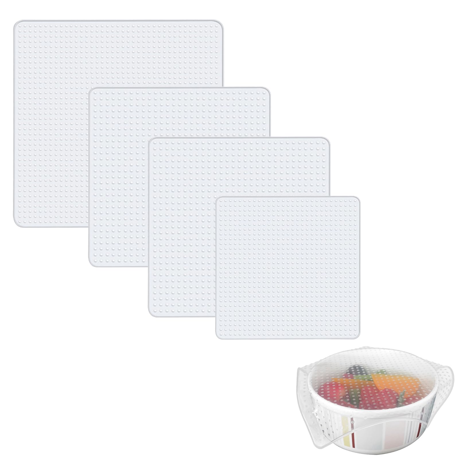 サムコス シリコンラップ 4枚セット 食品保存シリコンラップ シリコン蓋 密閉 液体漏れ しにくい 耐冷 耐熱 繰り返し使える 食品ラップ 蓋