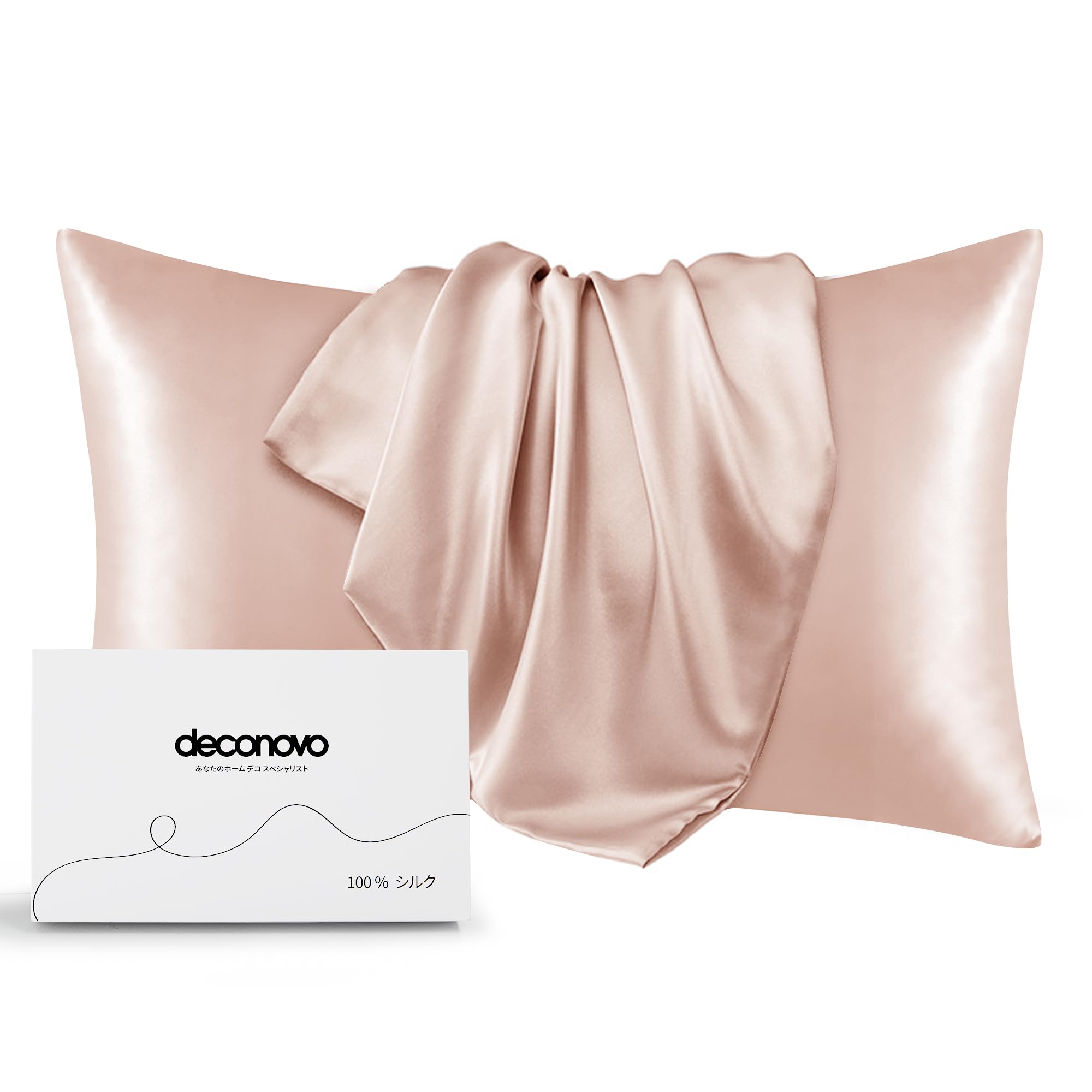 Deconovo 枕カバー 両面シルクまくらカバー ピローケース 6Aクラスシルク100%シルク 50cmx70cm ローズ 封筒式枕カバー ギフト 美肌 美髪 寝癖軽減 手洗える 良い通気性 四季適応 贈り物 1枚セット