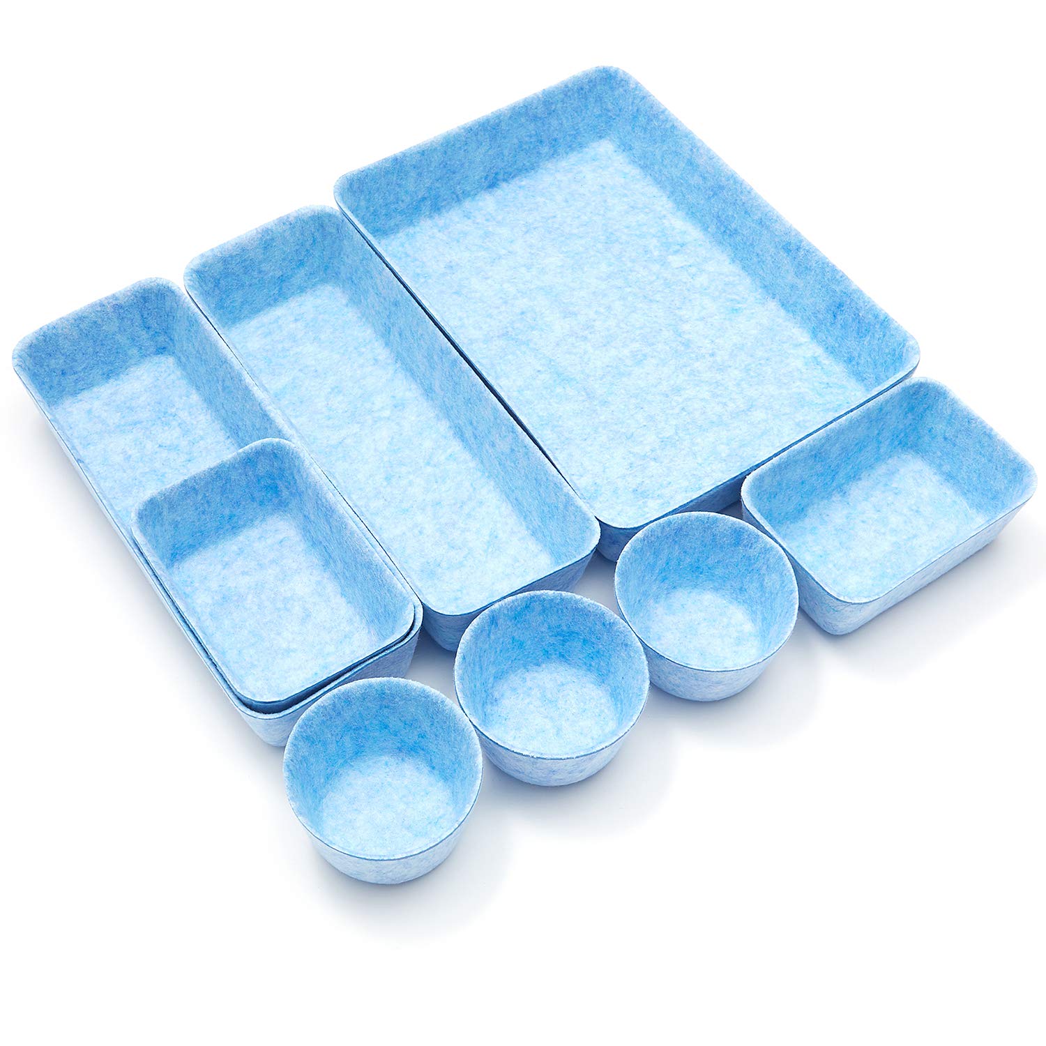 VANCORE 引き出し整理 仕切り デスク 引出し オーガナイザー 机 整頓 文房具トレー 可愛い 小物収納 8個セット ブルー