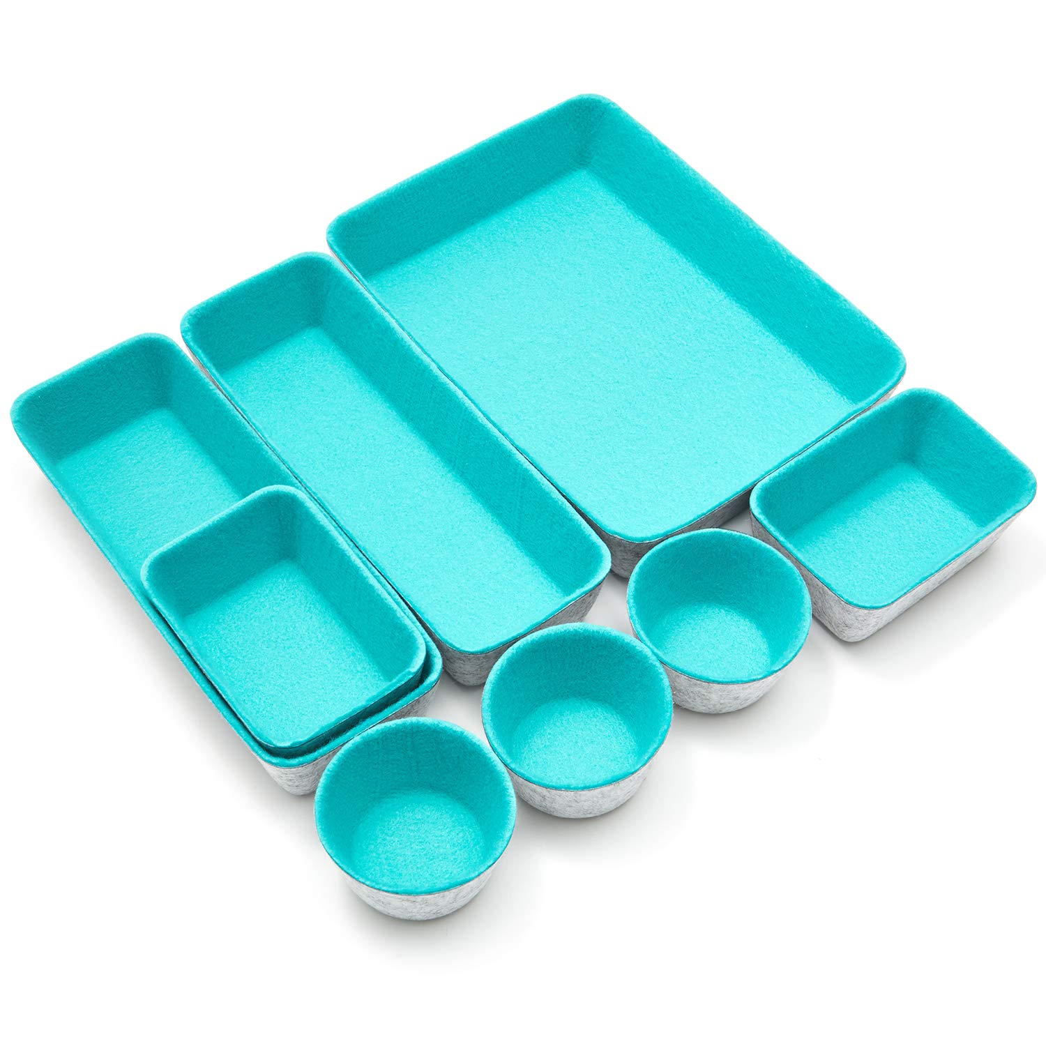 VANCORE 引き出し整理 仕切り デスク 引出し オーガナイザー 机 整頓 文房具トレー 可愛い 小物収納 8個セット 水色グレー