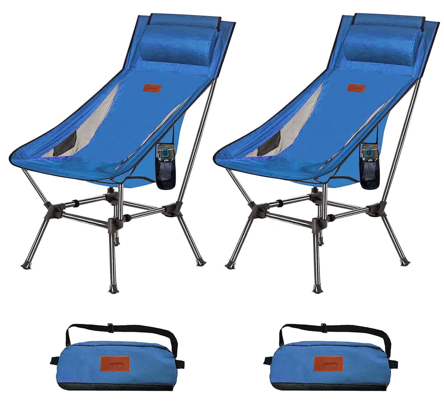 楽天Mr HedgeHogDesertFox アウトドアチェア 2WAY キャンプ椅子 ローチェア 軽量 枕付き ハイバック 単品/セット【独自開発のカップホルダー】 耐荷重150kg コンパクト イス ロータイプ 収納袋付属 携帯便利 STG0098（2, ブルー）