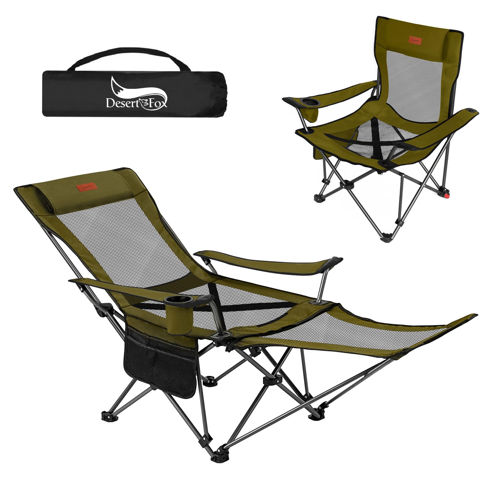 DesertFox リクライニングチェア キャンプ椅子 4way 仮眠 昼寝 4段階調整 四季適用 【メッシュと薄手コ..
