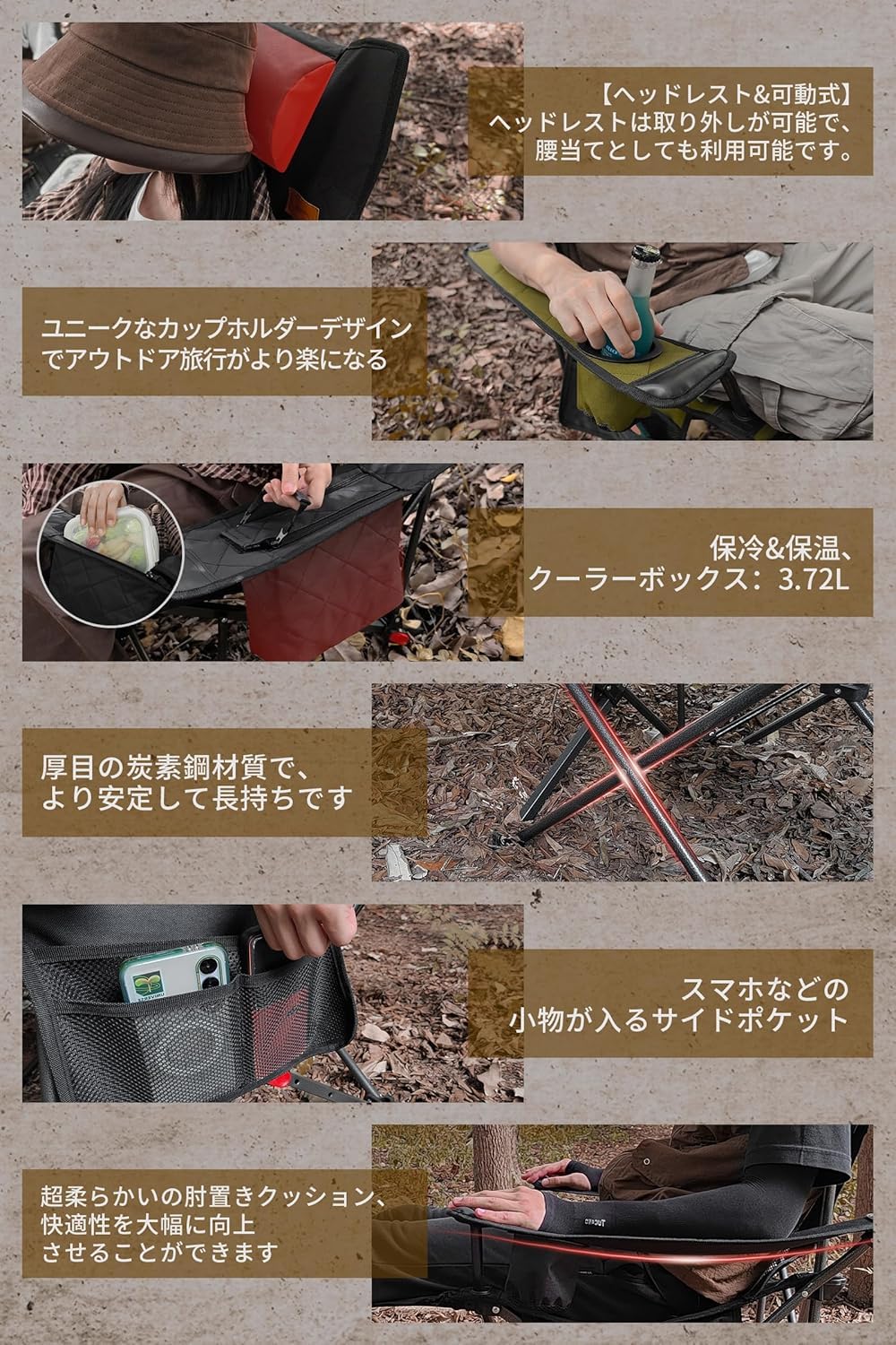 DesertFox リクライニングチェア キャンプ椅子 単品/セット 4way 仮眠 昼寝 4段階調整 四季適用 アウトドアチェア クーラーボックス付き 【耐荷重150kg】コンパクト 折りたたみチェア 軽量 イス 【 独自開発のカップホルダー】携帯便利