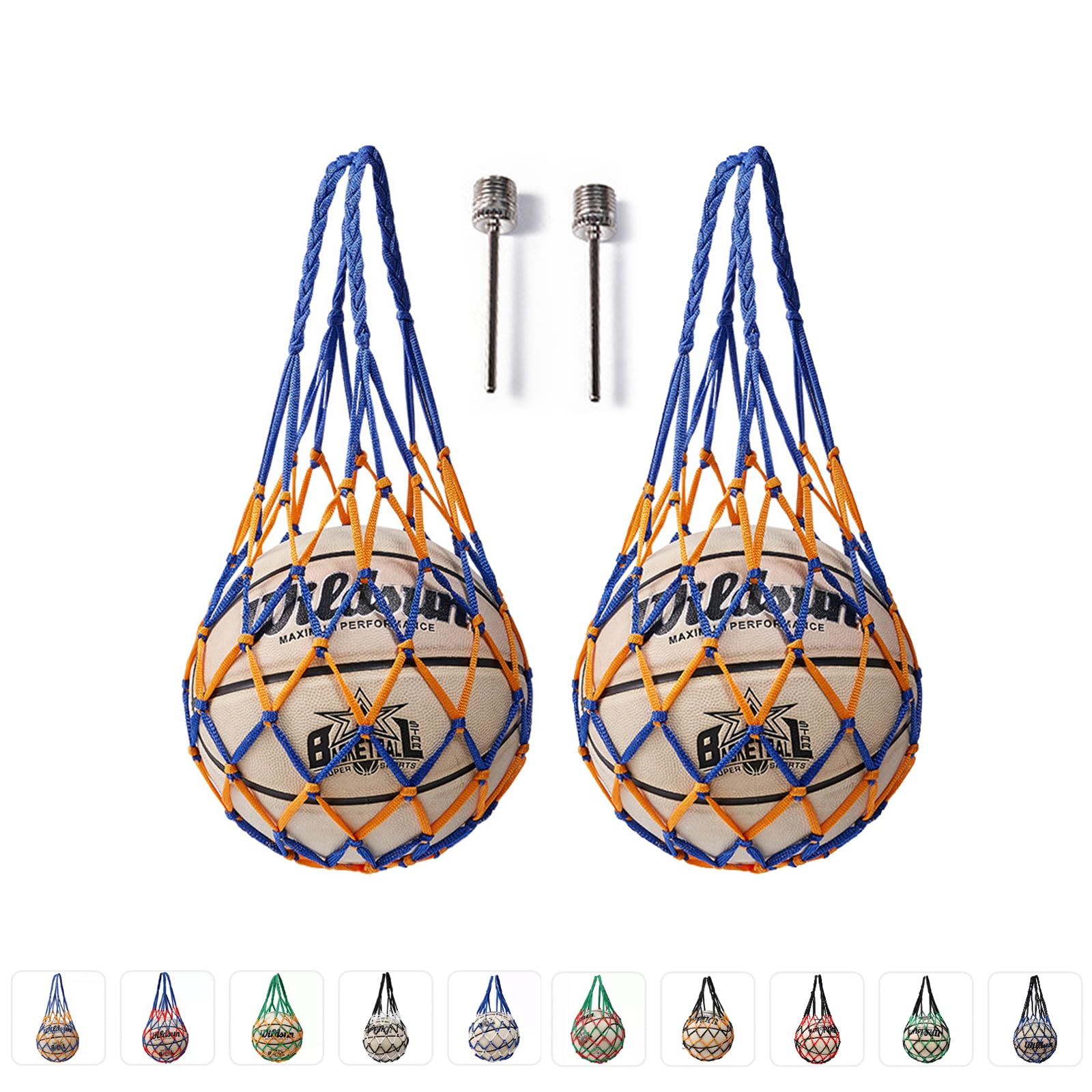 2個入り ボールネット サッカー バスケットボール バレーボール ボールバッグ ボール収納 手編み 網袋 ..