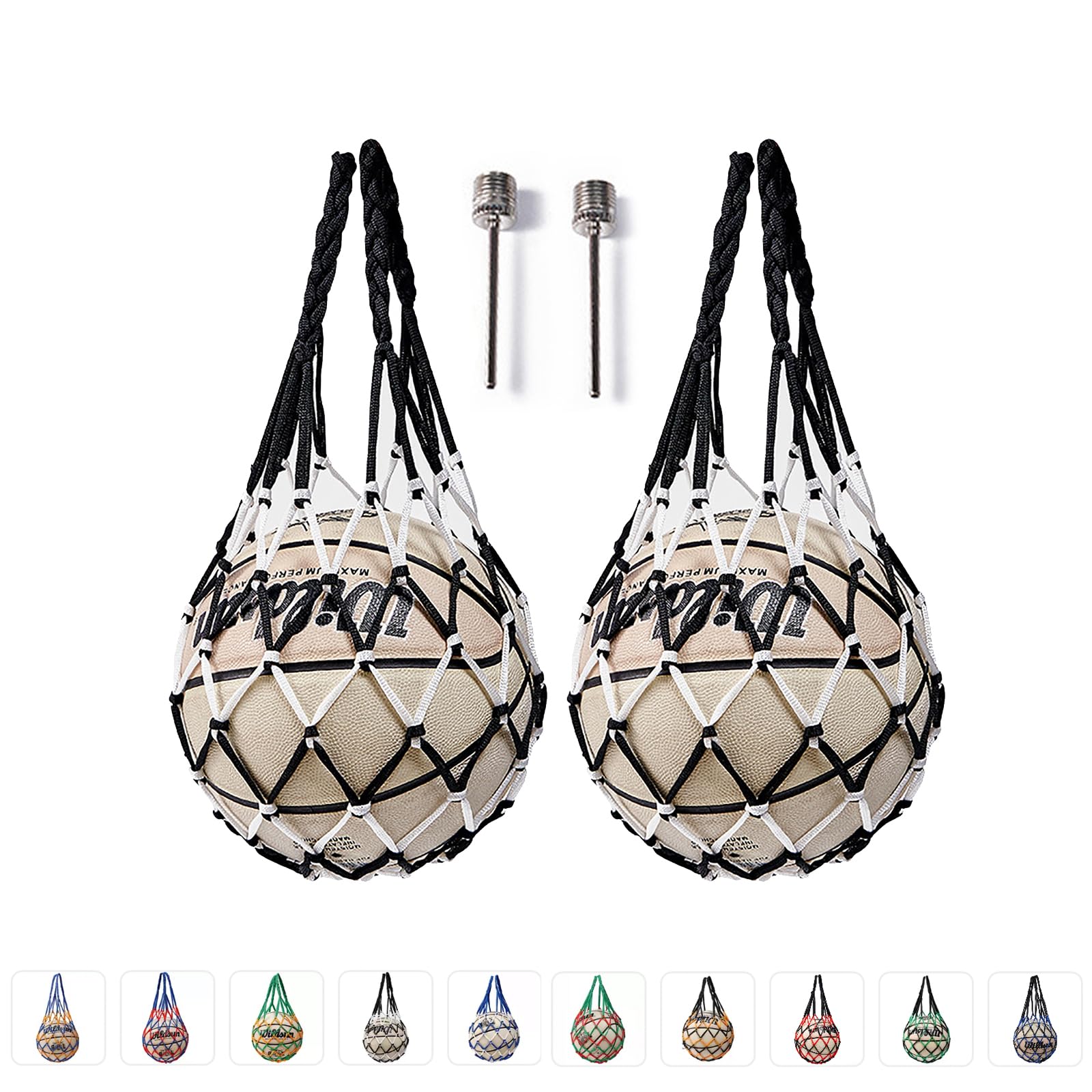 2個入り ボールネット サッカー バスケットボール バレーボール ボールバッグ ボール収納 手編み 網袋 ..