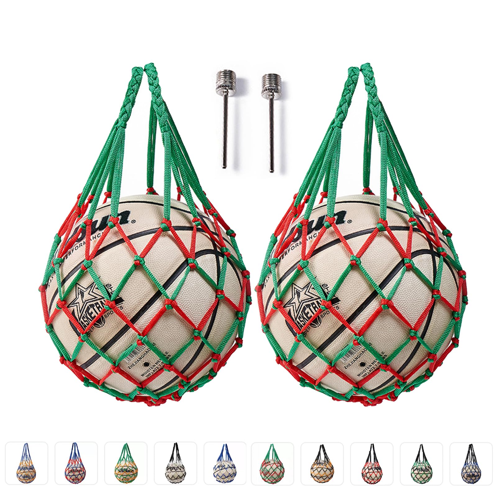 2個入り ボールネット サッカー バスケットボール バレーボール ボールバッグ ボール収納 手編み 網袋 ..
