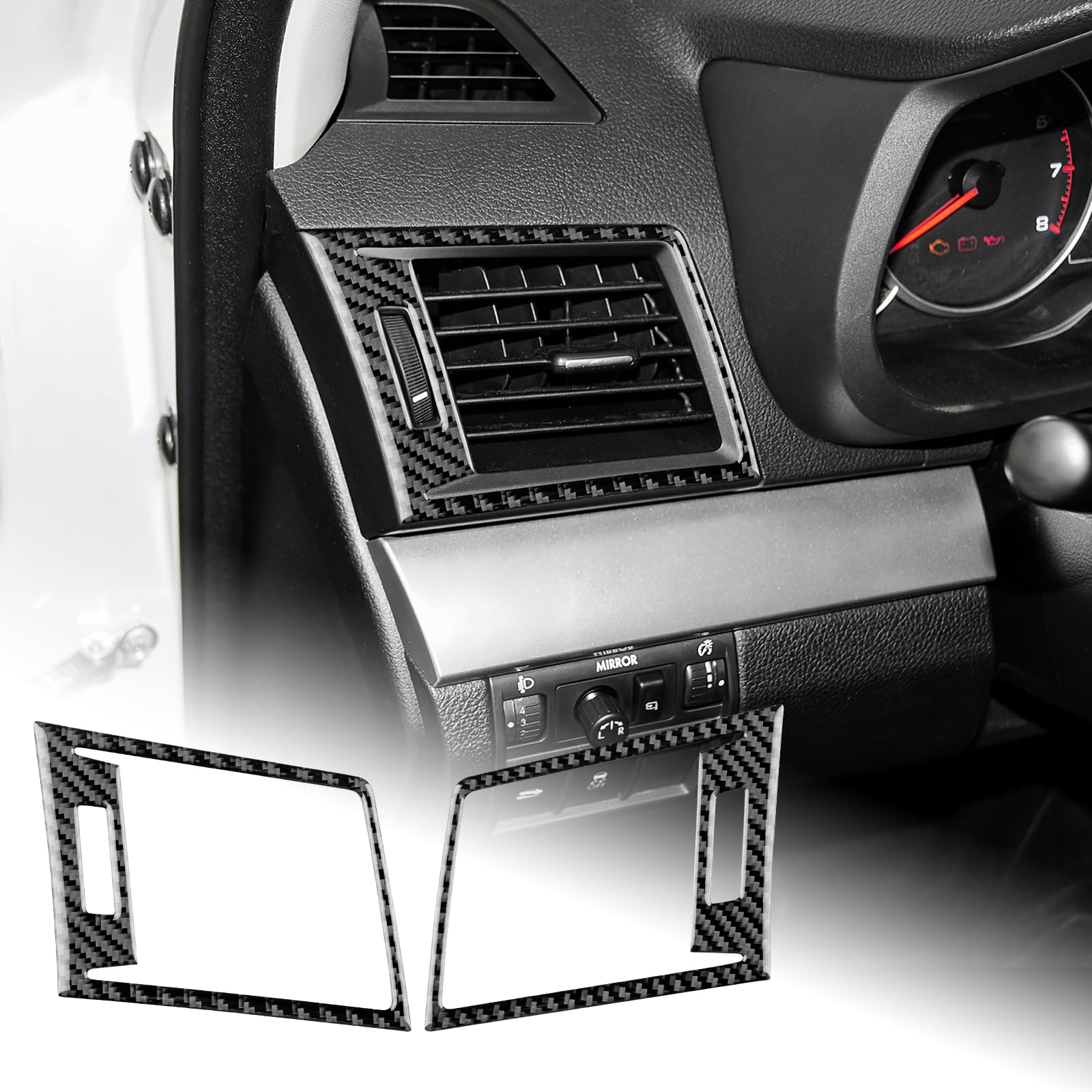 AIRSPEED スバル レガシィ アウトバック 2010-2014 専用 アクセサリー カーボンファイバー 内装 カスタム パーツ カーダッシュボードサイドエアコンベント吹出し口ステッカー ガーニッシュ カッコいい 汚れ防止 インテリア Subaru L