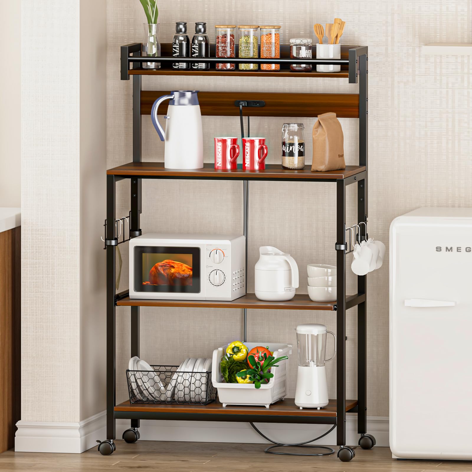 LunarLight キッチンベイカーラック 幅80×奥行39.2×高さ125.5cm キッチンラック レンジラック オープン..