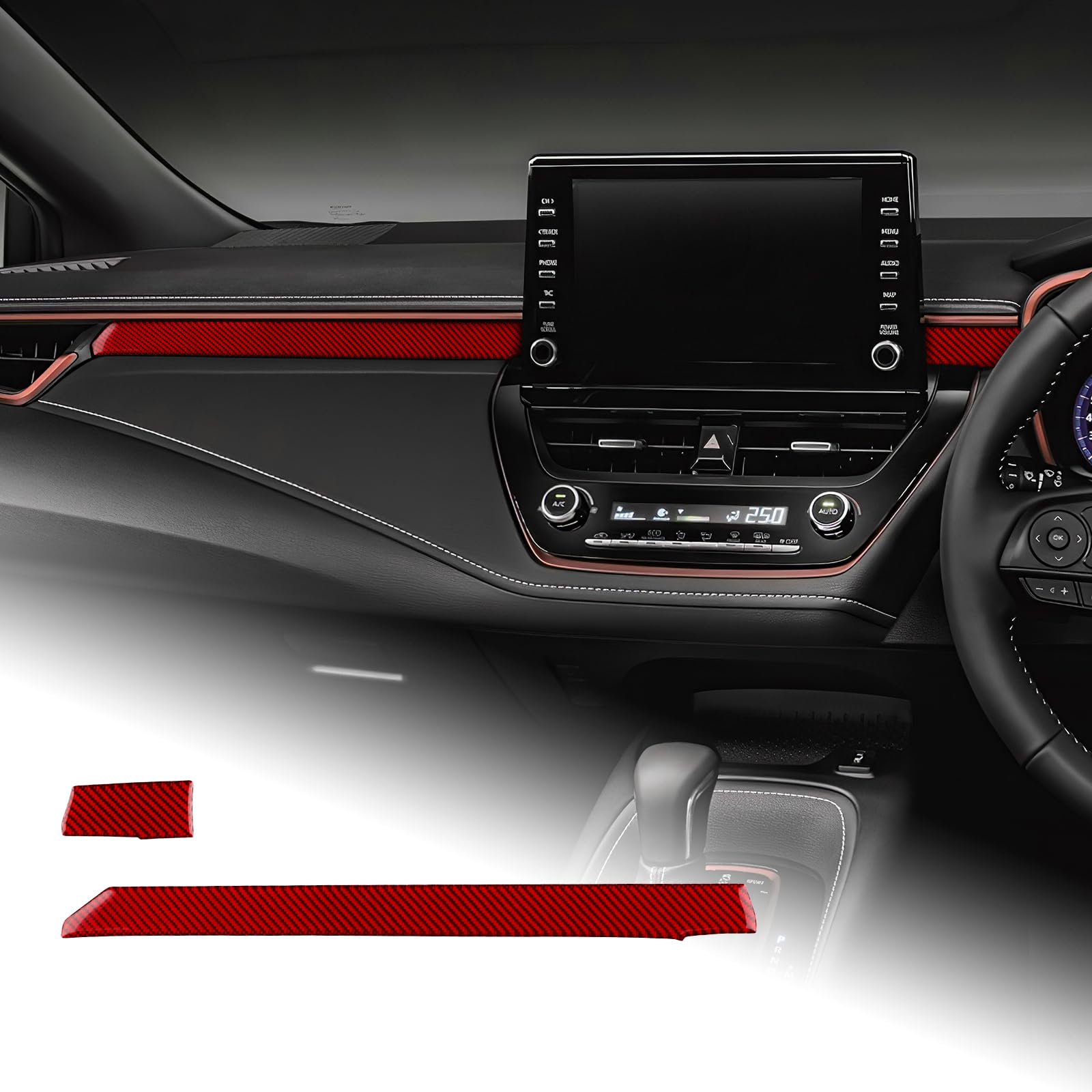 AIRSPEED トヨタ カローラ 12代目 2019-2024 Toyota Corolla 専用 カーボンファイバー アクセサリー インテリア 内装パーツ カーコパイロットトリム 副操縦士 助手席装飾ストリップ おしゃれ カスタム ドレスアップ 両面テ