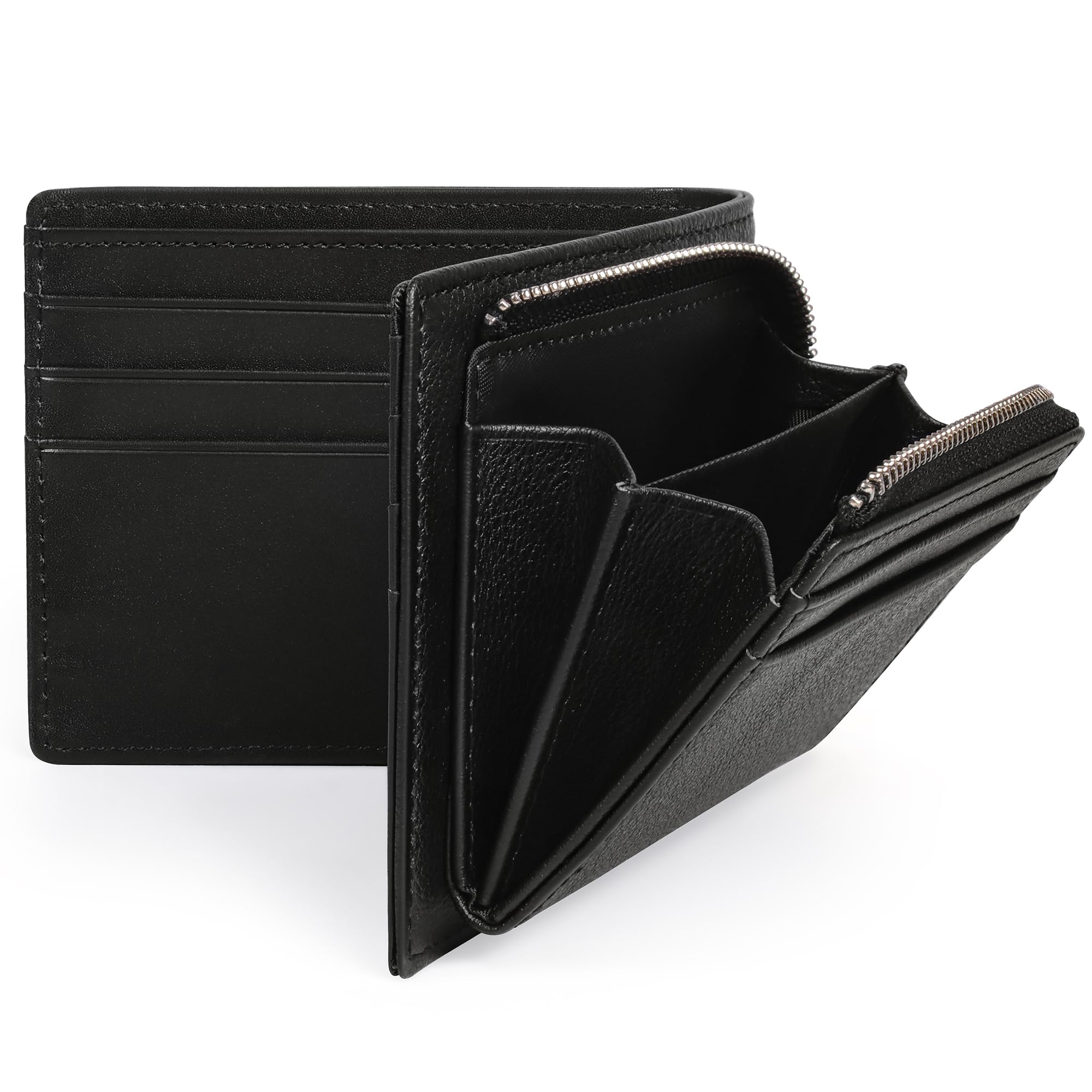 [VISOUL] 財布 本革 コンパクト財布 2つ折り財布 10枚カード収納 札入れ 手触り柔らかい ...