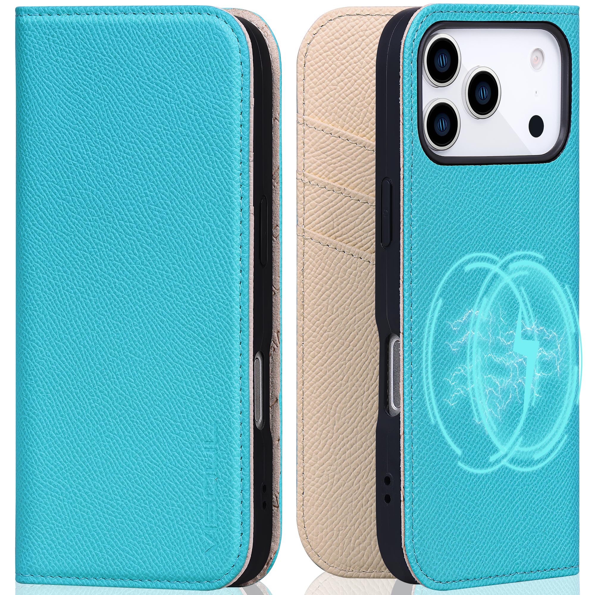 VISOUL iPhone 17 Pro 対応 ケース 手帳型 本革 アイフォン17 プロ 手帳型ケース MagSafe対応 スマホケース レザー カード収納 携帯カバー 横置きスタンド機能付き マグネット式 全面保護 柔軟なTPU素材 アイホン17 Pr