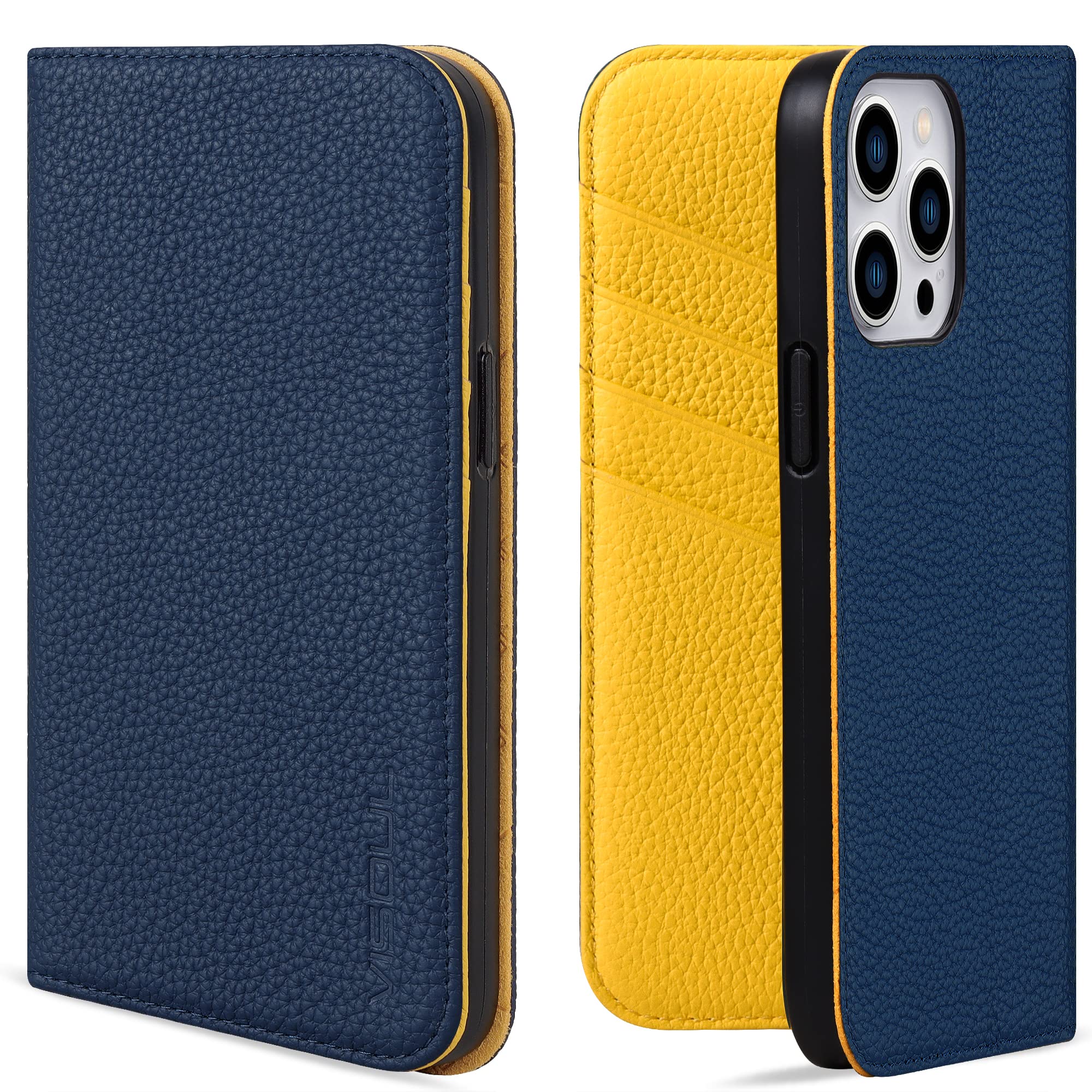 Rakuten - VISOUL iphone14 ProMax ケース 手帳型 本革 レザー スタンド機能付き手帳型ケース カードポケット 携帯ケース 全面保護 マグネット内蔵 柔軟なTPU素材 スマホケース アイホン14 ProMax 対応 6.7インチ アイフォン14