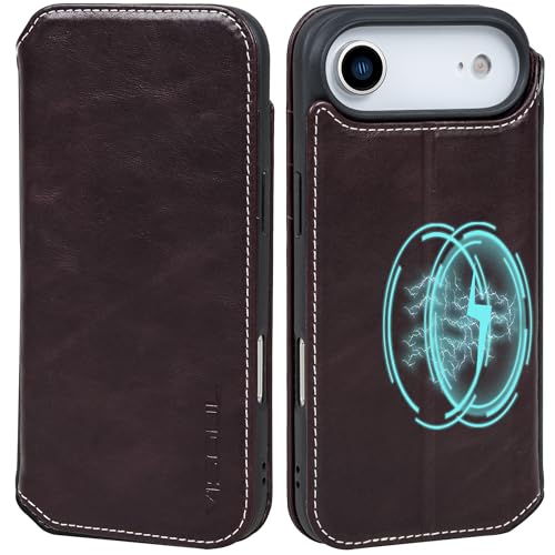 Rakuten - VISOUL iPhone Air 対応 ケース 手帳型 本革 アイフォン エア 手帳型ケース MagSafe対応 スマホケース レザー カード収納 携帯カバー 横置きスタンド機能付き マグネット式 全面保護 柔軟なTPU素材 アイホン Air チョコレー