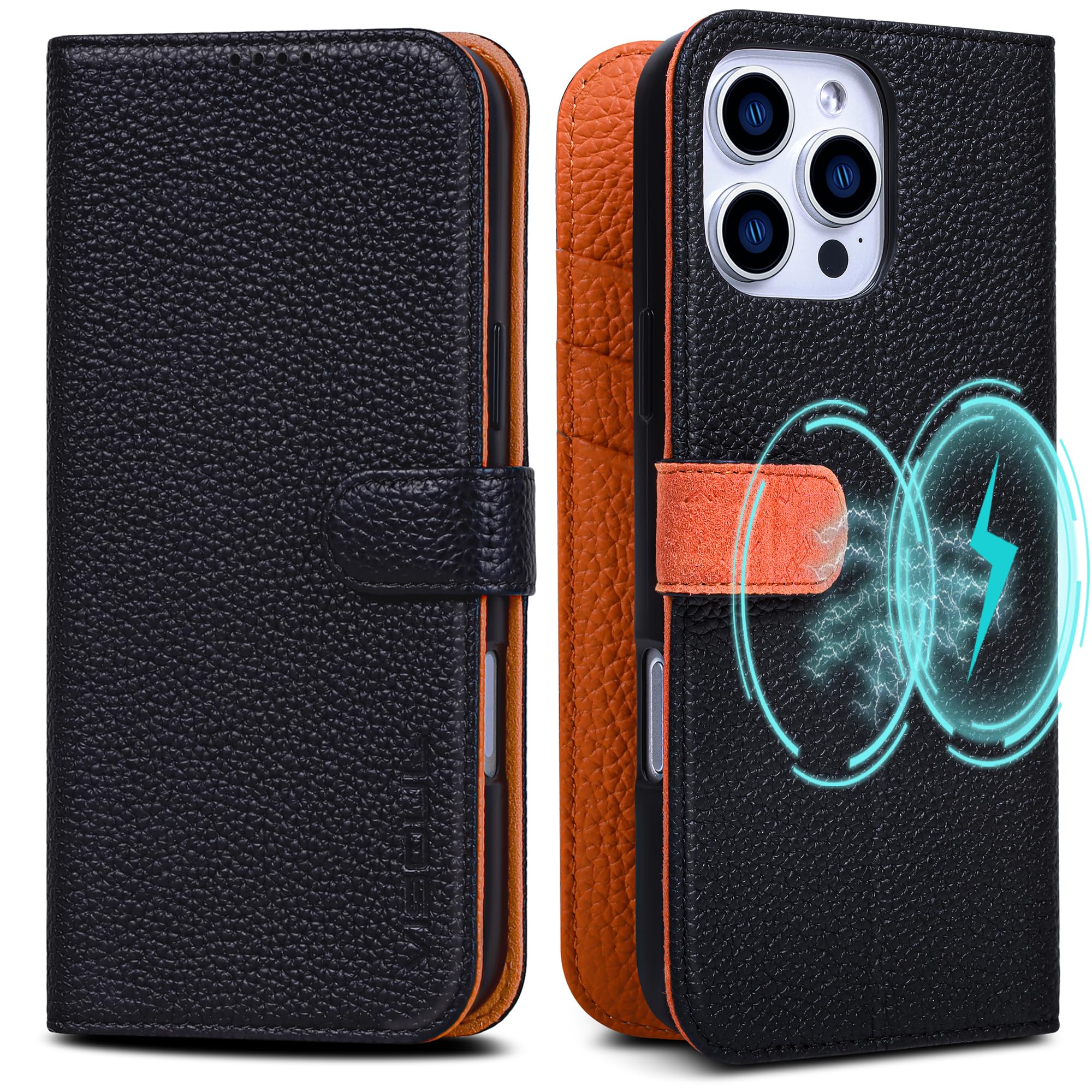 VISOUL iPhone16Pro 対応ケース 手帳型 本革 スマホケース アイフォン16プロ 手帳型 レザーケース MagSafe対応 iPhone16プロ ベルトマグネット型 携帯カバー 横置きスタンド機能付き カード収納 全面保護 柔軟なTPU素材