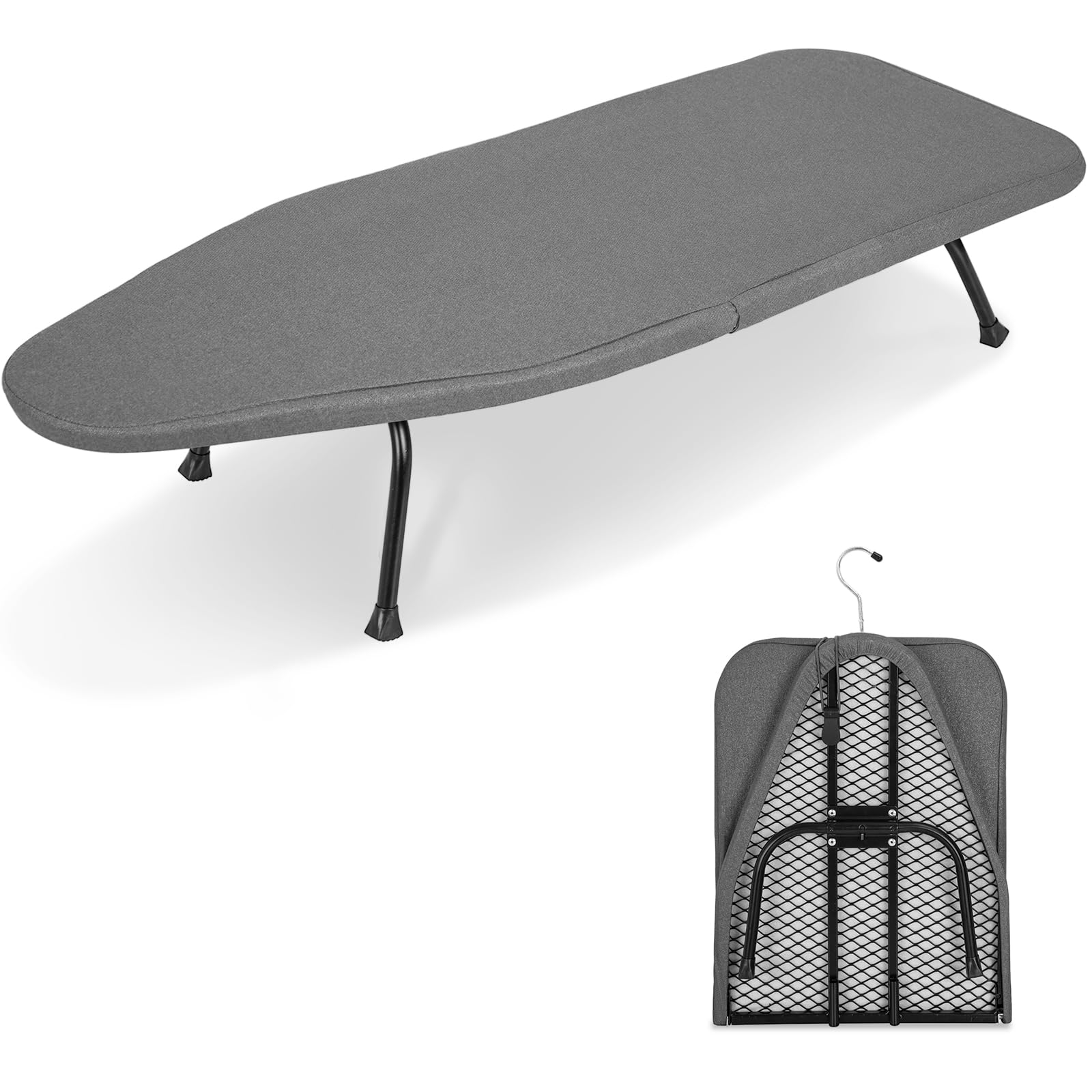 BQKOZFIN アイロン台 折りたたみ 幅80cm コンパクト おしゃれ スタンド式 舟形 軽量 グレー