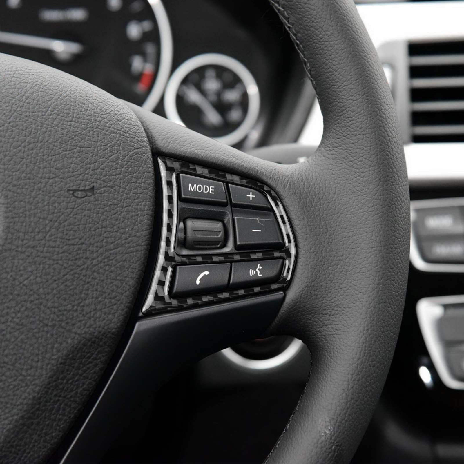 AIRSPEED BMW F20 F21 F30 F32 F34 専用 アクセサリー 内装 パーツ カーボンファイバー スステアリングホイールボタントリム ステッカー ガーニッシュ おしゃれ カスタム ドレスアップ 簡単取り付け 両面テープ付き インテリア