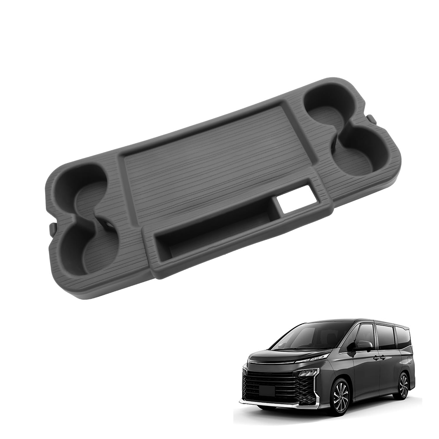 Coleya トヨタ ノア ヴォクシー 90系 2022-専用 リアセンターテーブルカバー カップホルダーカバー 2列目折り畳み式サイドテーブルパネルマット ドリンクホルダーカバー 傷防止 カタカタ音なし 汚れ防止 取付簡単 内装パーツ アクセサリー グレ