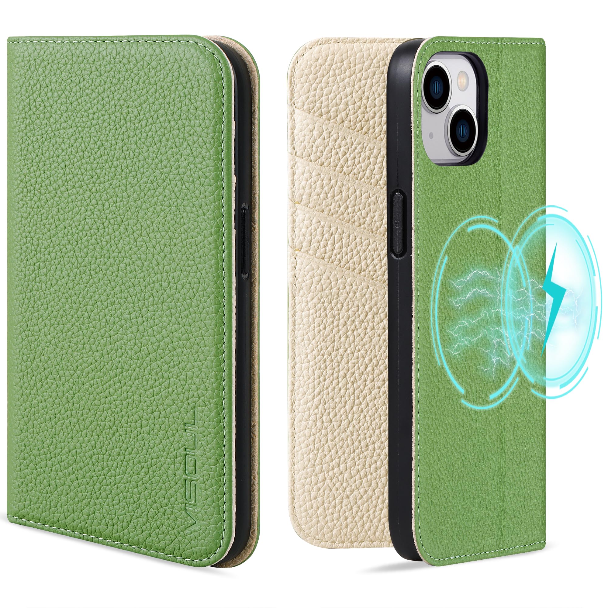 VISOUL iPhone15 Plus ケース 手帳型 本革 レザー MagSafe対応 スマホケース アイフォン15プラス 手帳型ケース カード収納 携帯ケース 全面保護 柔軟なTPU素材 マグネット式 スタンド機能 6.7インチ対応 アイホン 15P