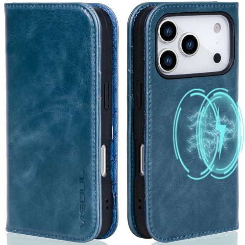 Rakuten - VISOUL iPhone 17 Pro 対応 ケース 手帳型 本革 アイフォン17 プロ 手帳型ケース MagSafe対応 スマホケース レザー カード収納 携帯カバー 横置きスタンド機能付き マグネット式 全面保護 柔軟なTPU素材 アイホン17 Pr