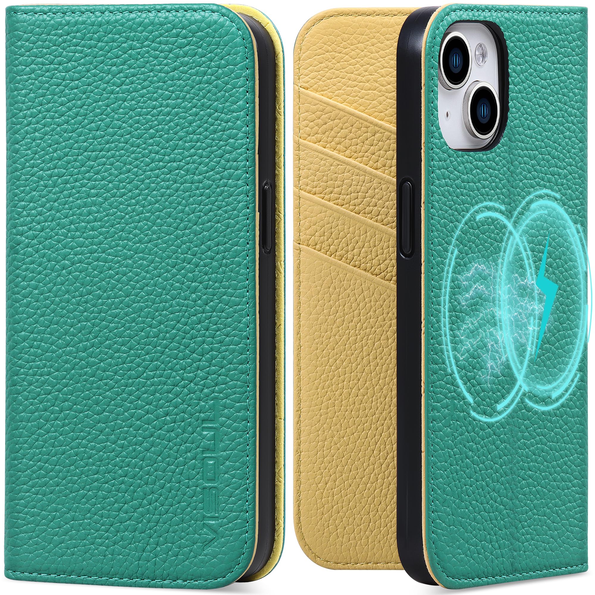 VISOUL iPhone 15 Plusケース 手帳型 本革 MagSafe対応 アイフォン15 Plusケース レザー 全面保護 マグネット式 カード収納 多機能 横置きスタンド機能付き手帳型ケース アイホン15 Plus対応 6.7インチ iphon