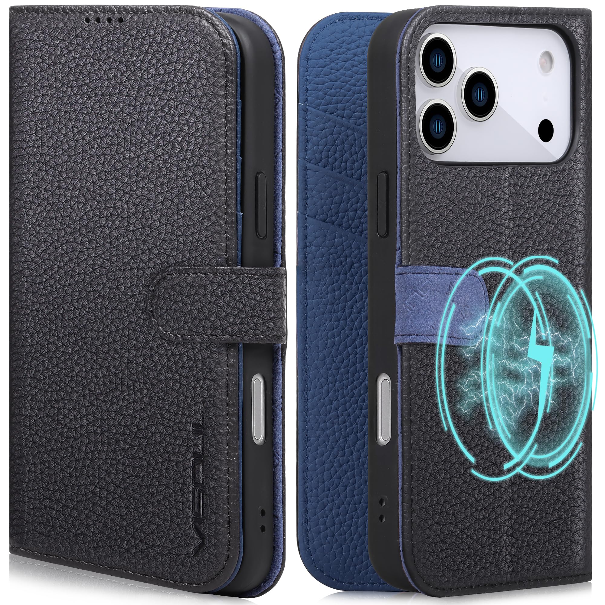 Rakuten - VISOUL iPhone 17 Pro 対応 ケース 手帳型 本革 スマホケース アイフォン17 プロ 手帳型ケース MagSafe対応 レザー カード収納 携帯カバー 横置きスタンド機能付き マグネット式 全面保護 柔軟なTPU素材 アイホン17 Pr