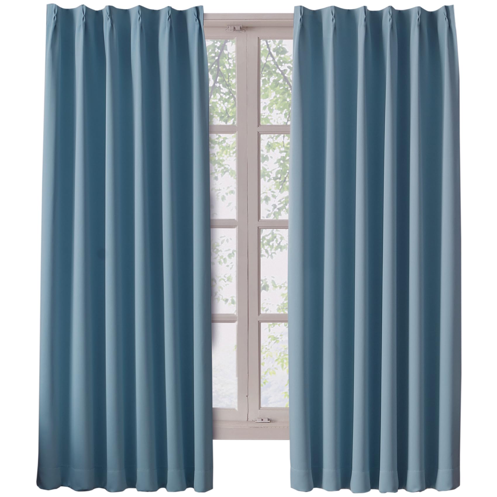 Hansleep カーテン 1級遮光 2枚組 幅100cm丈110cm ストーンシアン 断熱 防寒 防音 省エネ 厚手 無地 おしゃれ 洗える リビング用 (ストーンシアン, 幅100cm×丈110cm)