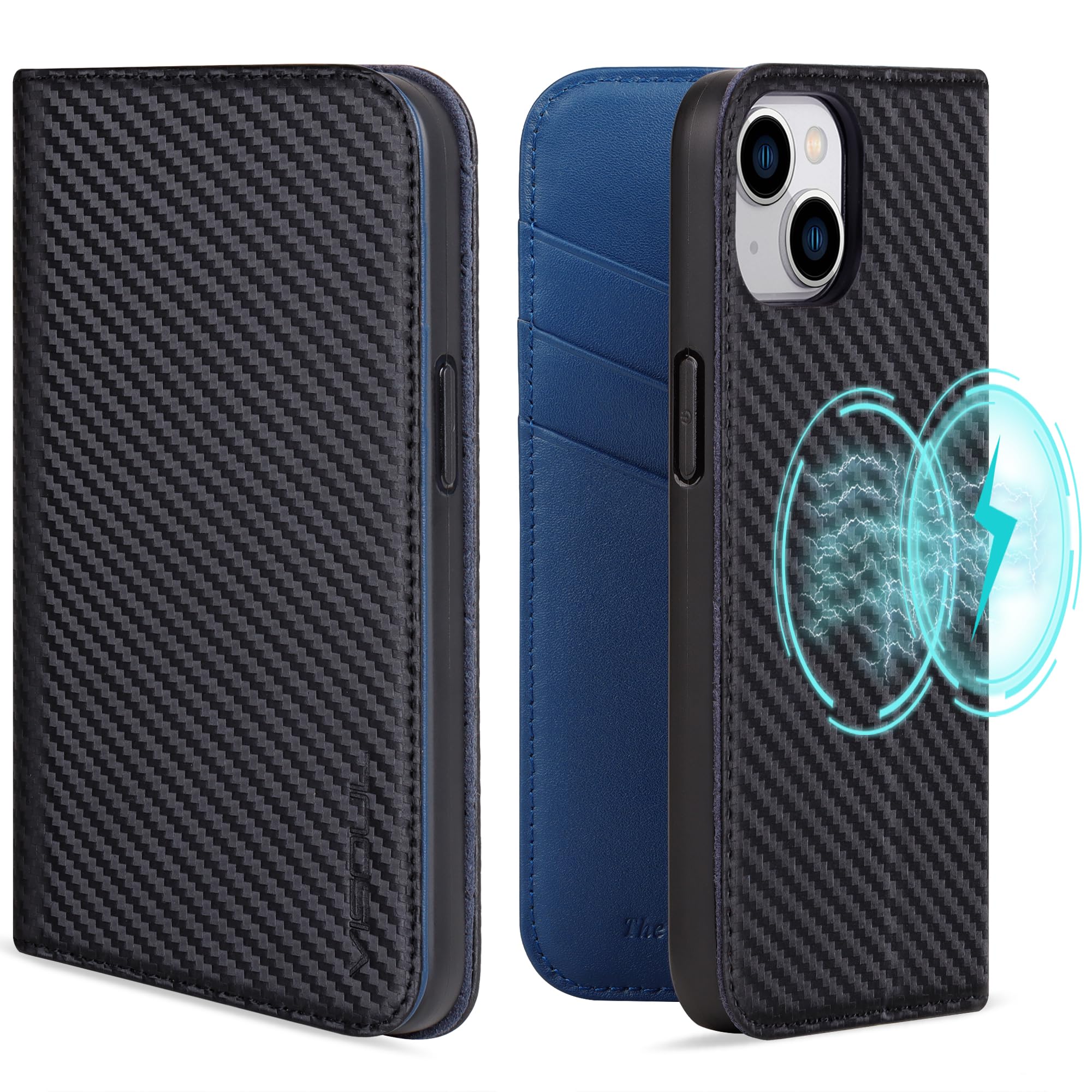 VISOUL iPhone15 ケース 手帳型 本革 MagSafe対応 レザー アイフォン15 ケース 手帳型ケース カード収納 携帯ケース 全面保護 柔軟な...