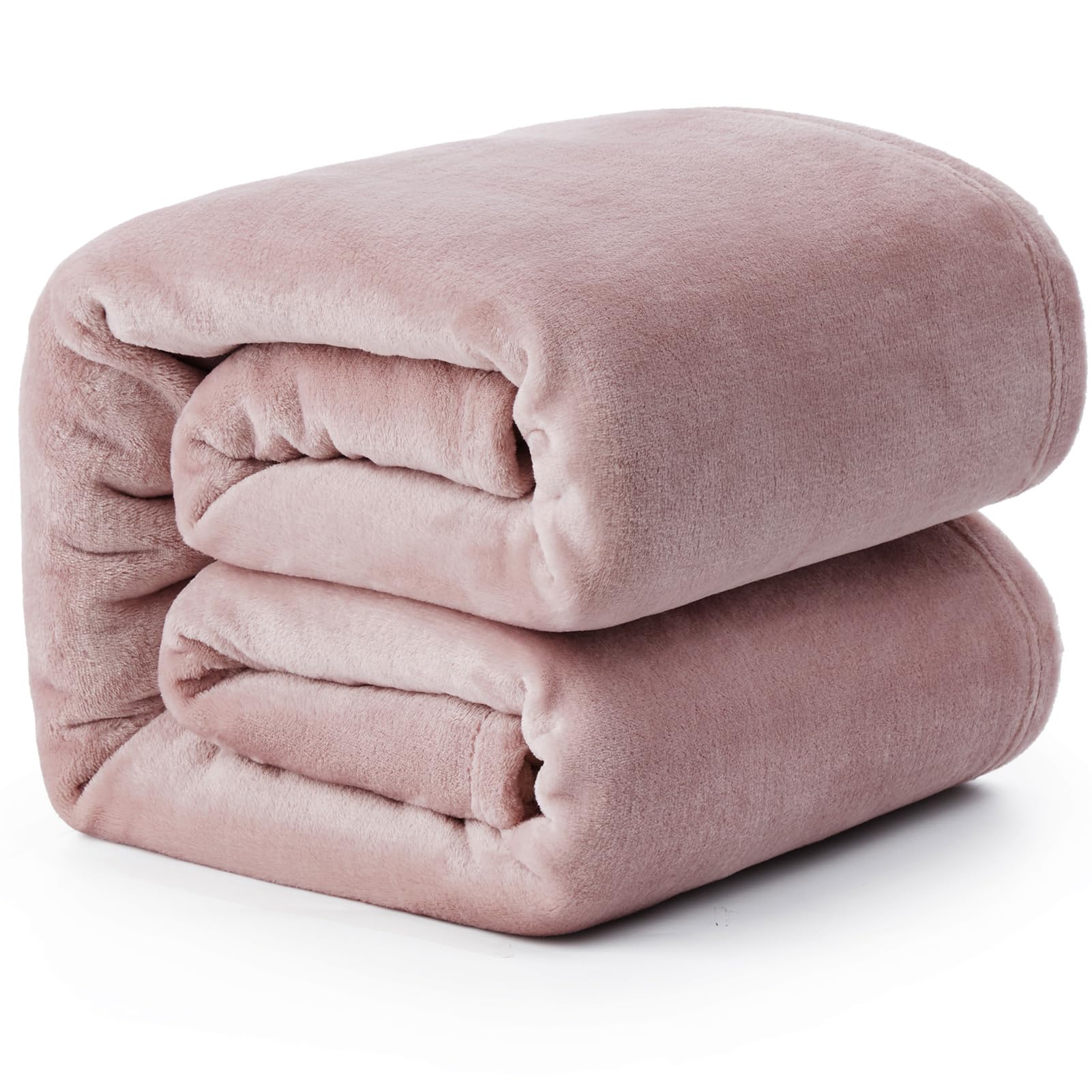 Hansleep 毛布 シングル 夏用 ブランケット 130x165cm マイクロファイバー 柔らかく肌触り フランネル 洗える 静電防止 四季適用 (130x165,スモーキーピンク)