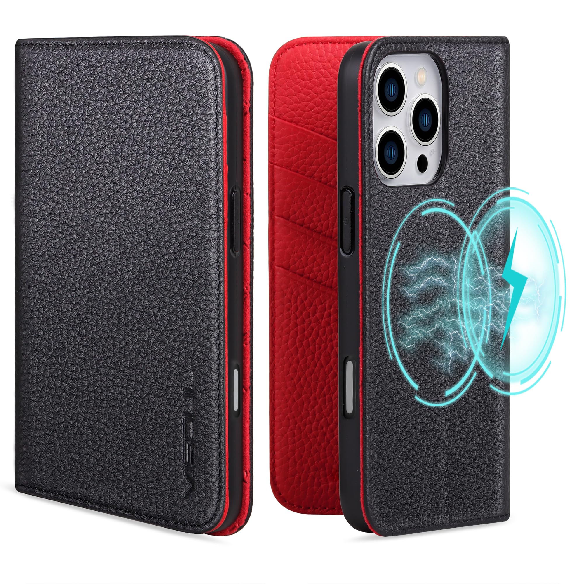 VISOUL iPhone16 ProMax 対応ケース 手帳型 本革 スマホケースレザーケース 手帳型ケース アイフォン16 ProMax 手帳ケース MagSafe対応 カード収納 携帯ケース 全面保護 マグネット 柔軟なTPU素材 アイホン16Pro