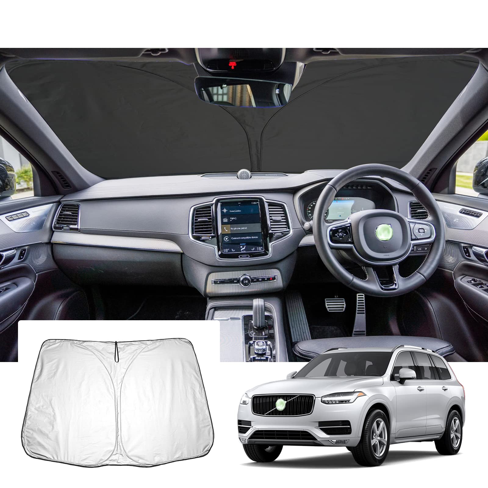 【GAFAT】Volvo XC90 ボルボ 2代目 2016+ 新型 専用 車用サンシェード フロントガラス用 UVカット 折り..