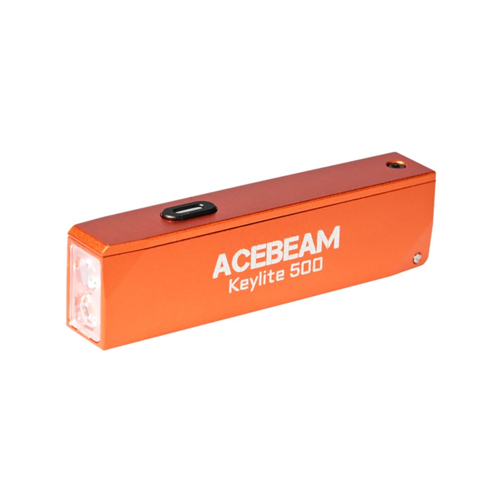 ACEBEAM Keylite 500 キーホルダー ライト ミニライト 超軽量 19g 高輝度 500ルーメン USB-C充電式 懐中電灯 小型 残量表示機能付き 6モード LED フラッシュライト 防災 散歩 点検 キャンプ 作業 緊急用 (オレンジ)
