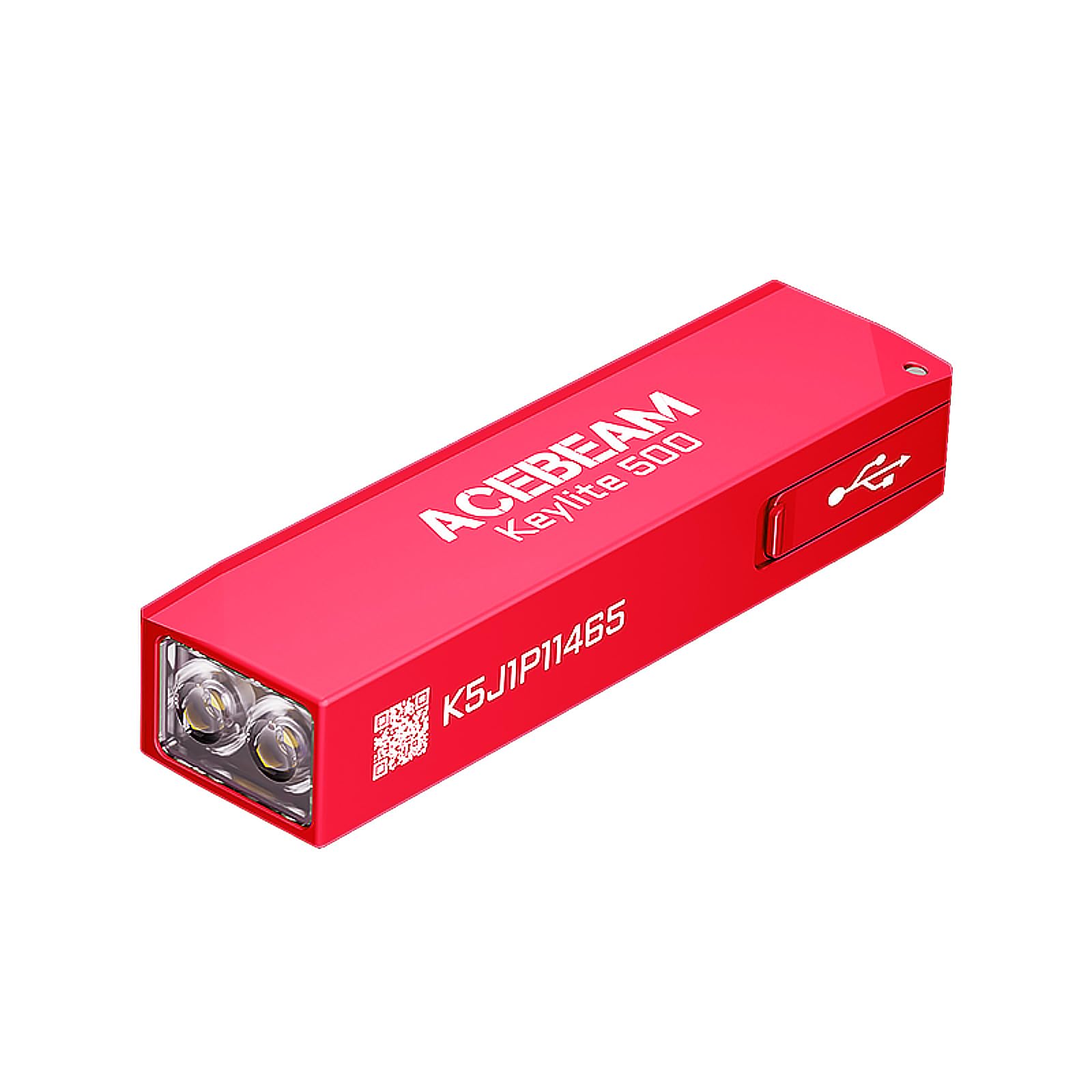 ACEBEAM Keylite 500 キーホルダー ライト ミニライト 超軽量 19g 高輝度 500ルーメン USB-C充電式 懐中電灯 小型 残量表示機能付き 6モード LED フラッシュライト 防災 散歩 点検 キャンプ 作業 緊急用 (赤)