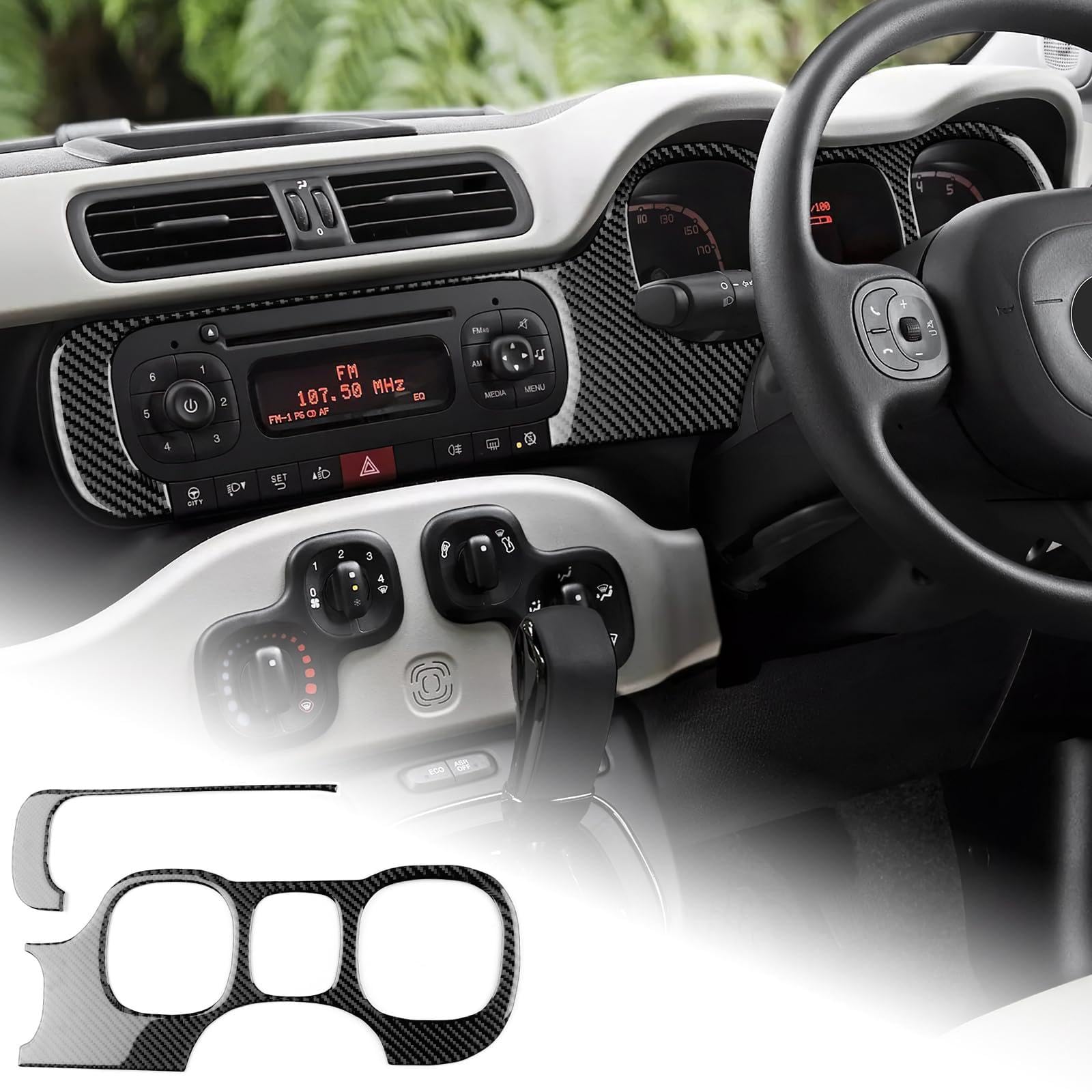 Rakuten - AIRSPEED フィアット パンダ Fiat Panda 3代目 2013-2025 専用 アクセサリー カーボンファイバー 内装 カスタム パーツ カースピードメーターサラウンドフレームトリムステッカー 簡単取付 カッコいい 傷防止 インテリア ドレス