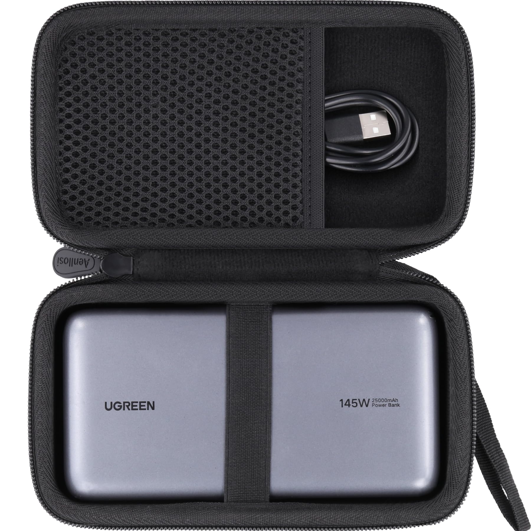 （収納ケース）UGREEN PD3.1 モバイルバッテリー 145W高出力 25000mAh PB205専用収納ケース，ブラック-Aenllosi