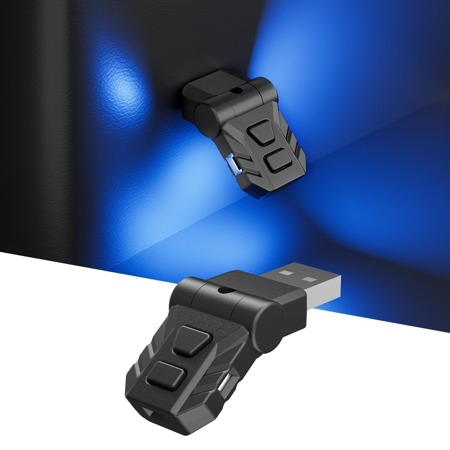 Rakuten - CARVANTA スイング USB ライト LED 車内 Type-A 8色 RGB イルミネーション 160°首振り 照射方向切替 メモリー機能 自動点灯 調光 TypeA USBポート リバーシブルプラグ 雰囲気ライト タイプA 小型 軽量 車アクセサ