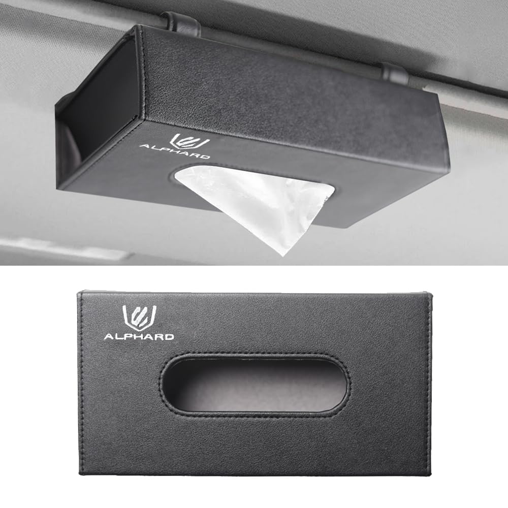 SAWAKAKI トヨタ アルファード に専用設計 ティッシュケース ティッシュ ボックス PUレザー ロゴ入り 大容量 マグネット式 便利グッズ 挟むだけ カスタムパーツ 車用