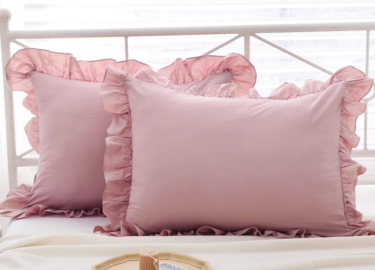 Hopeholic 枕カバー フリル まくらカバー 43 63 2枚セット ピーチスキン加工 封筒式枕カバー かわいい 洗える おしゃれ オールシーズン ピローケース 通気 速乾 ピンク