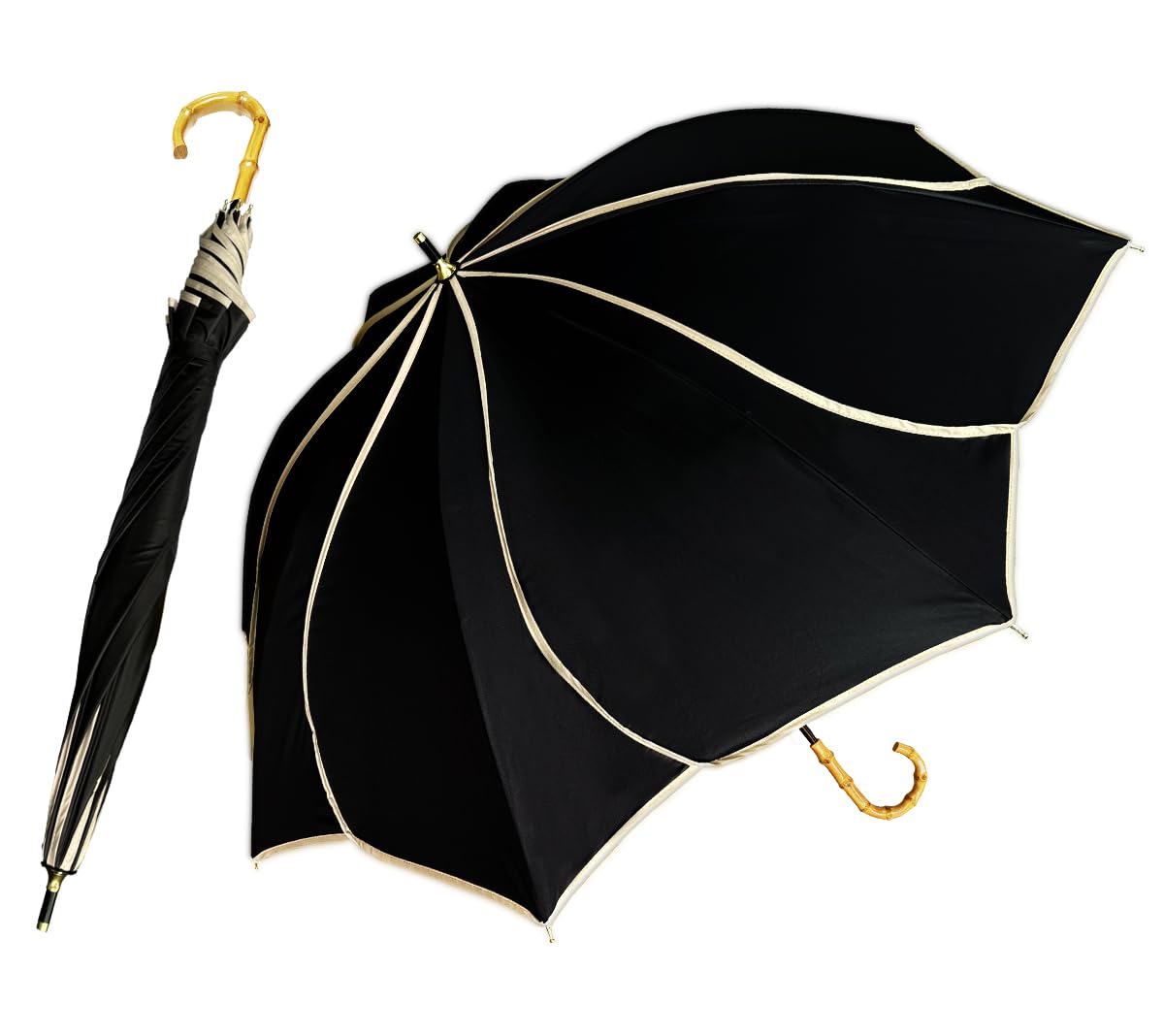 hiino kano 日傘 uvカット 100 遮光 長傘 花びら 完全遮光遮熱 日傘兼用雨傘 レディース 5級撥水 超軽量 約250g 晴雨兼用 丈夫 かわい...