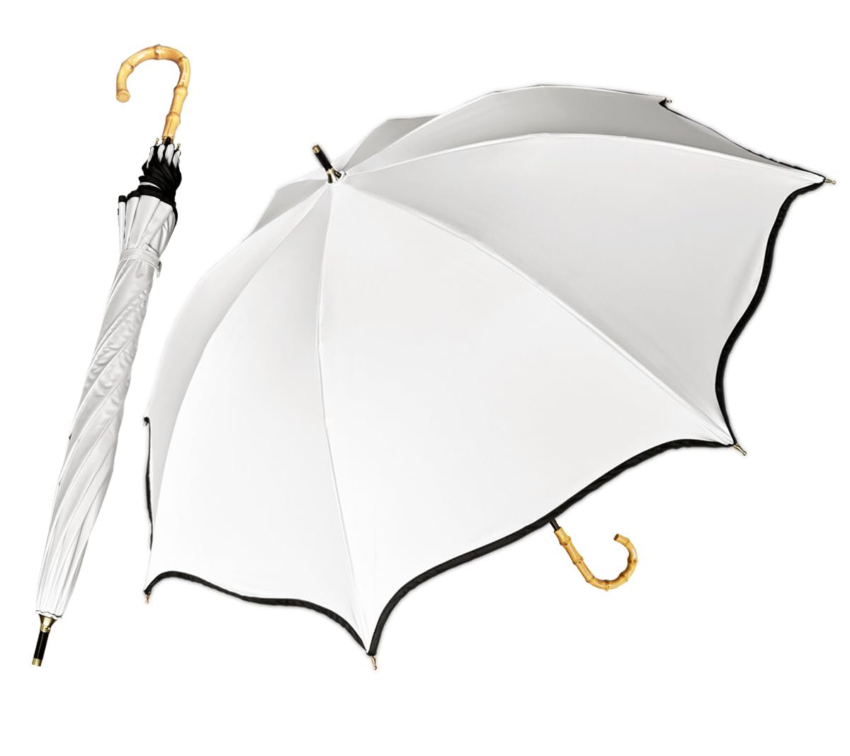 hiino kano 傘 レディース 日傘 uvカット 遮光 長傘 日傘兼用雨傘 レディース 超軽量 約250g バンブーハンドル 母の日のプレゼント 敬老の日...