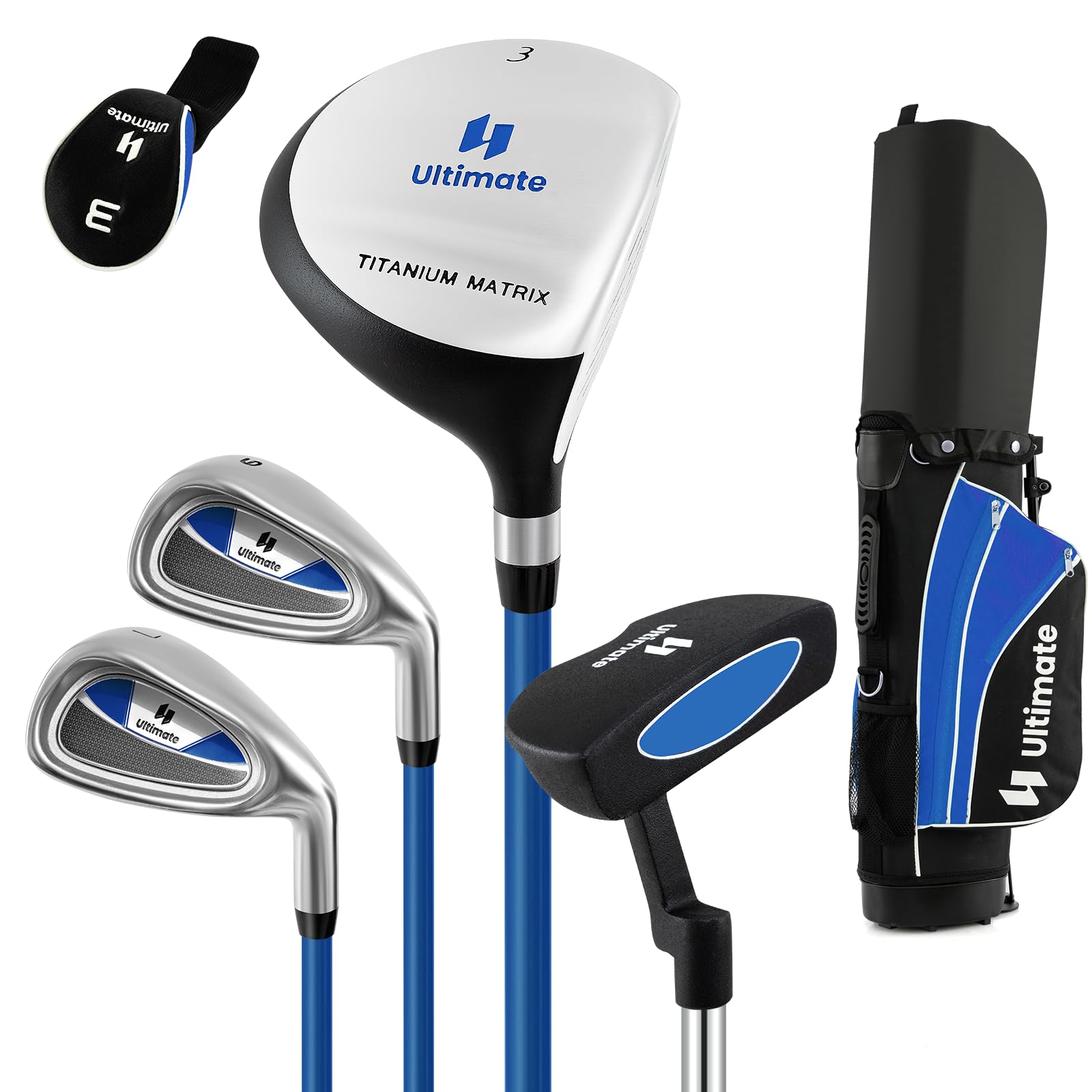 GYMAX ジュニアゴルフセット 子供用 ゴルフセット キッズ ゴルフ クラブ4本 右利き用 カバー付き キャ..