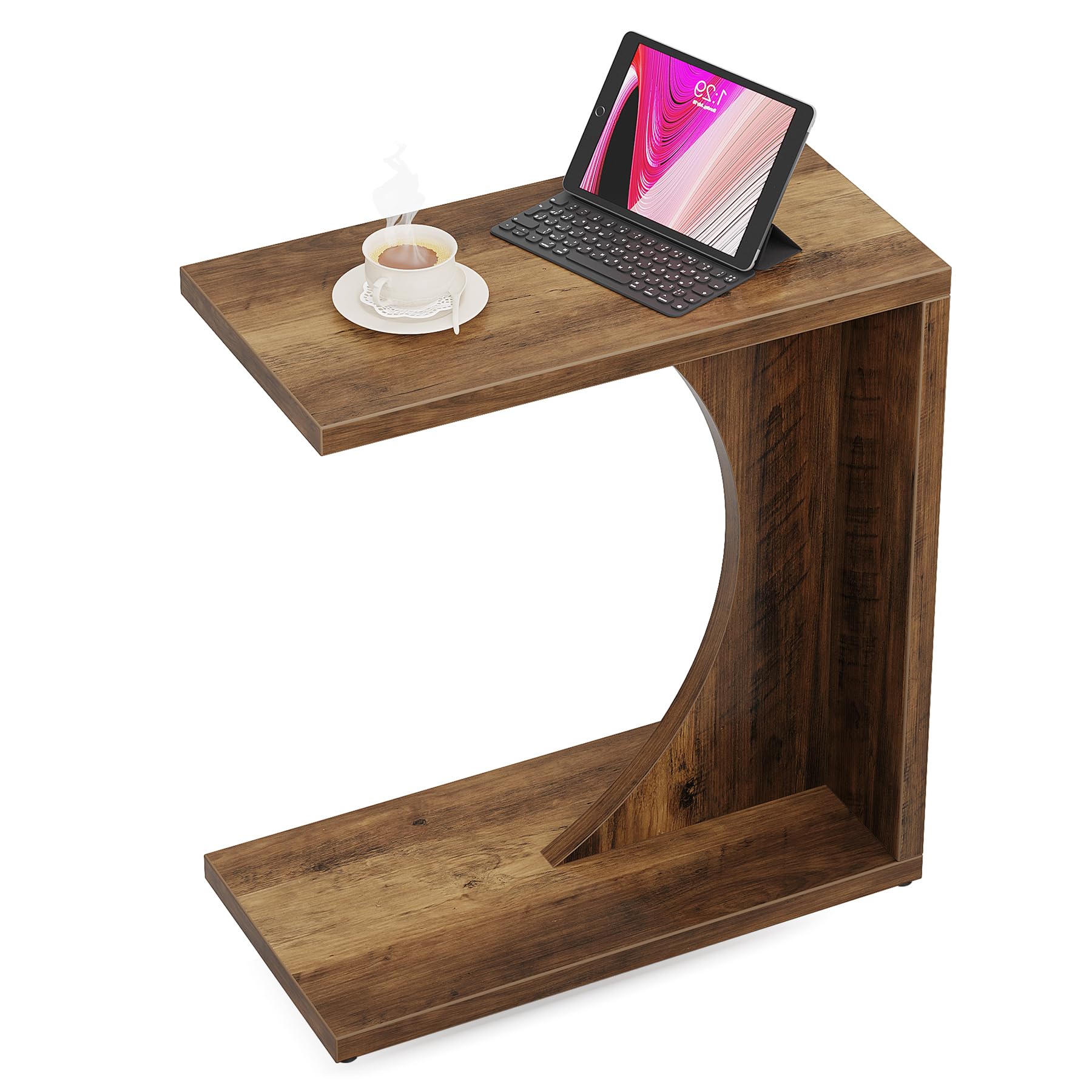 Tribesigns コの字 サイドテーブル ベッド横テーブル ソファテーブル 木製 おしゃれ 差し込み 幅30×奥行60×高さ65cm