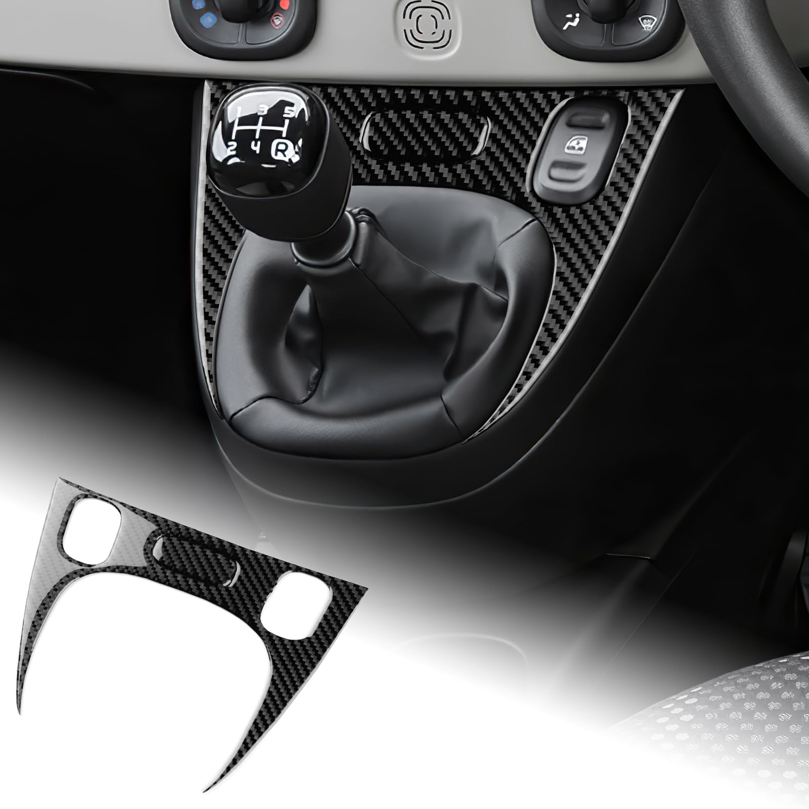 AIRSPEED フィアット パンダ Fiat Panda 3代目 2013-2025 専用 アクセサリー カーボンファイバー 内装 カスタム パーツ カーギアシフトノブパネルトリムカバーステッカー 簡単取付 カッコいい 傷防止 インテリア ドレスアップ