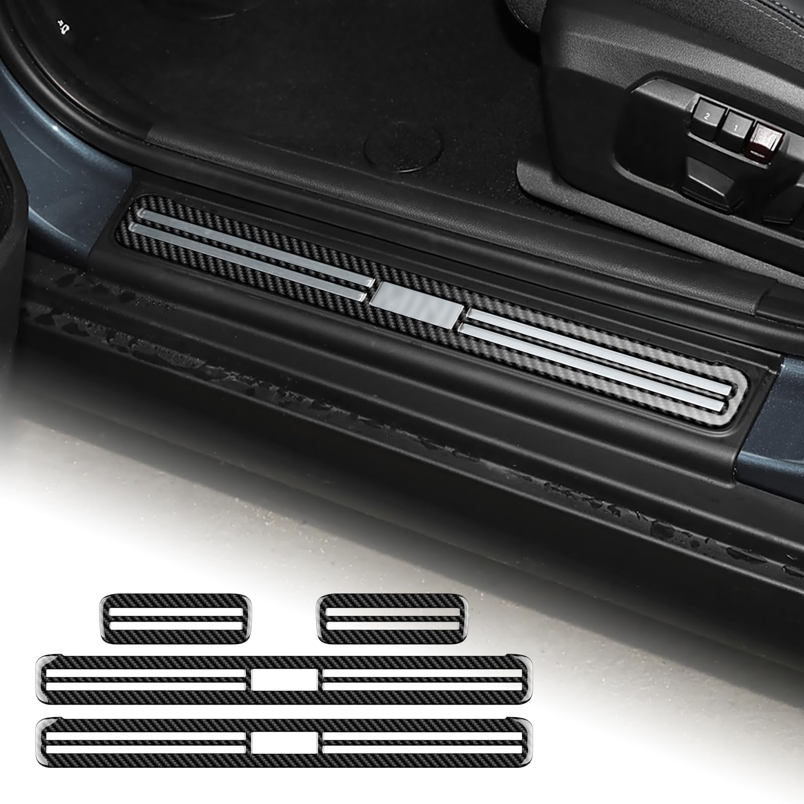 Rakuten - AIRSPEED ミニクーパー F65 5ドア MINI Cooper F65 2024-2025 専用 アクセサリー カーボンファイバー 内装 パーツ カードアキックガードステッカー ガーニッシュ 簡単取付 カッコいい 汚れ防止 インテリア ドレスアップ