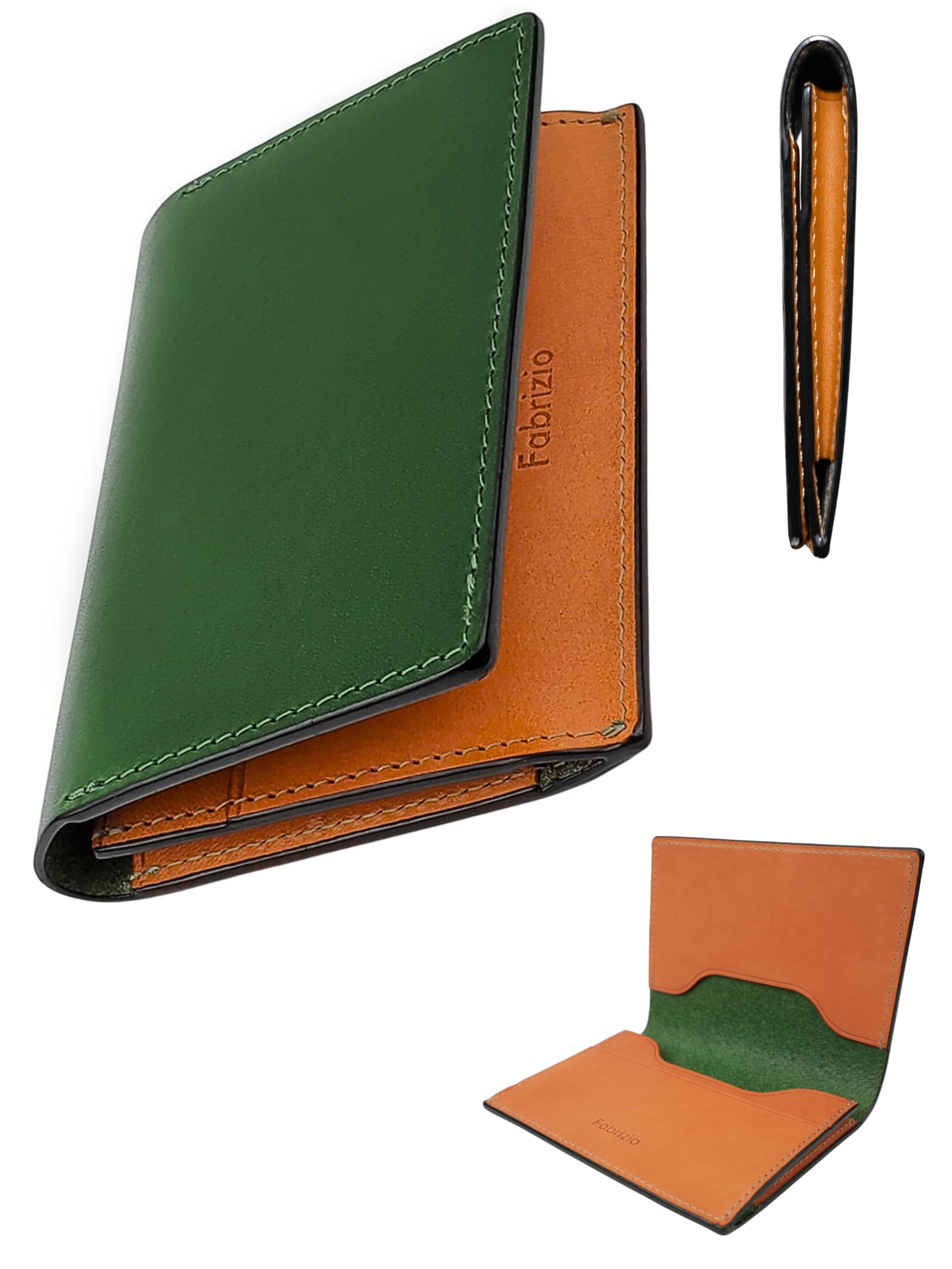 [ファブリツィオ] 名刺入れ メンズ レディース めいしいれ 名刺ケース 高級 イタリアン レザー 薄型 おしゃれ 大容量 名刺いれ 男性 女性 本革 (グリーン)