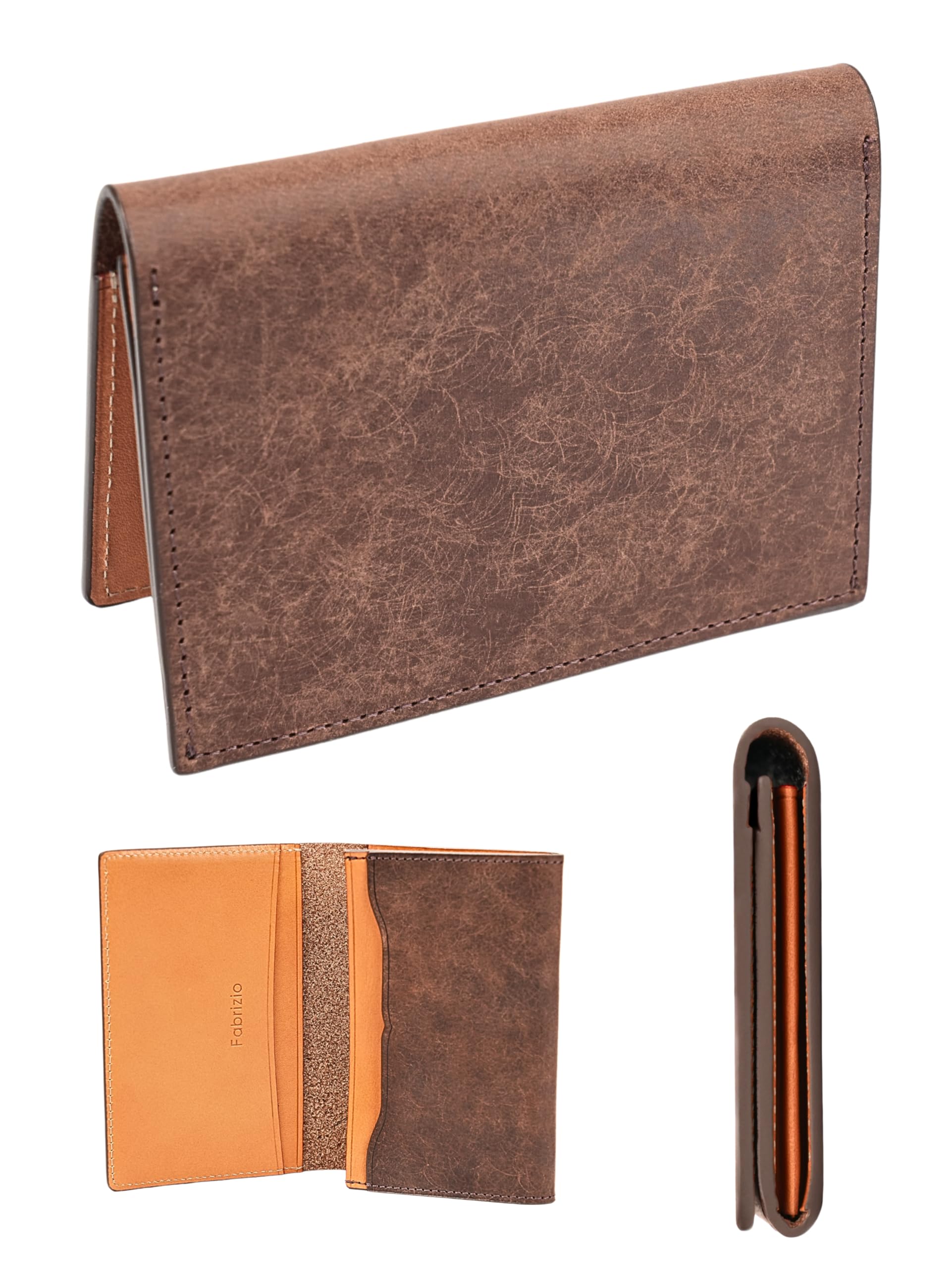 [ファブリツィオ] 名刺入れ メンズ レディース 本革 大容量 取り出しやすい イタリアンレザー 名刺ケース 名刺いれ 革 (タバコ)