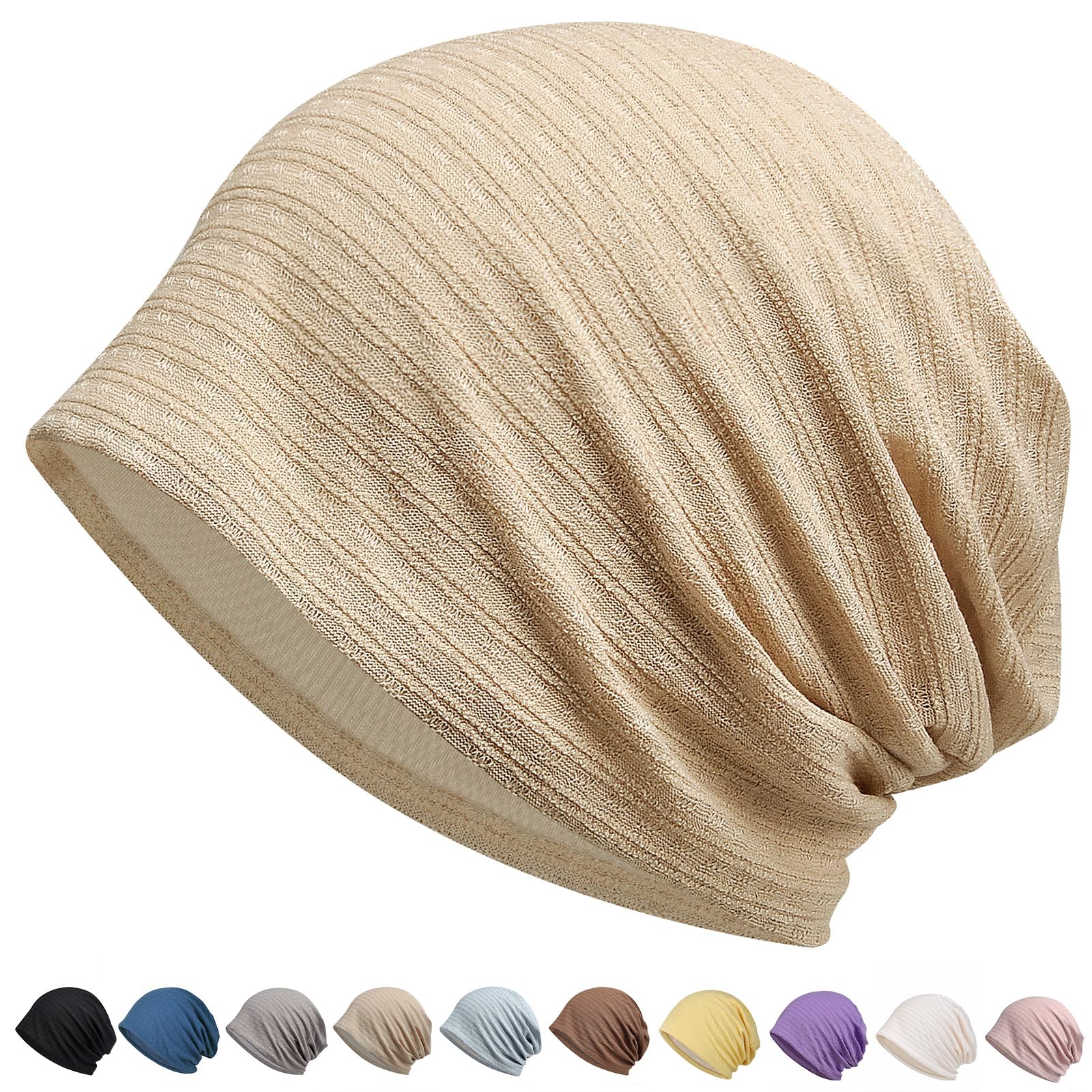 ・【ひんやり冷肌触感・冷感夏用ニット帽】ニット帽は薄手て涼しい冷感布地で、水や汗で濡れると気化熱の作用により冷却効果があり、肌と接触した瞬間に温度を2-5度を下がり、真夏中でもクールを感じます。帽子は吸汗速乾性・吸放湿性・uvケア性・接触冷感性を併せ持ち、サラッとしたかぶり心地を実現。暑い時期や長時間の着用、室内帽子としても快適に過ごせます。・【締め付け感ゼロ・帽子 レディース】通常のニット帽より、このニット帽は伸縮性に優れた生地を採用し、締め付け感がなく、頭にフィットしてゆったりかぶれます。柔らかい肌触りと優しい被り心地がポイントのニット帽。ニット帽はキレイなシルエットがあり、小顔効果もあります。ふんわりと頭を包み込む軽い被り心地。帽子 レディースのストレスのないフィット感に仕上げています。・【通気性・速乾性・吸湿性】ニット帽はメッシュ加工しており、夏には良い通気性はできましてくて、吸湿発散性と速乾性を提供し頭をドライに保ちます。さらに、風通しが良いような編み方で、抗菌消臭効果もあり、気になる汗や蒸れのニオイも気になりません。この帽子は痒みと蒸れ感に徹底防止！室外だけでなく、この生地二重に仕立てるニット帽は、夏に冷房かける室内に冷え対策としてもオススメします。・【収納便利・男女兼用】ニット帽子は二重構造で、しっかりとした生地であり、サラッと肌に優しい着心地とこなれ感、さらにキレイな縫製が自慢の一品です！帽子 レディース 使わない時には小さく折り畳んでコンパクトにバッグに収納できます。ちょっとしたお出かけ用にも大変便利です。・【幅広く使える】ニット帽子はフリーサイズで男女兼用の幅広い方ご使用いただけます。術後の保護帽子だけでなく、紫外線、ホコリにもちゃんとガードします。また、時間がないときヘアスタイルとてしても素敵です！ニット帽子は豊富なカラーバリエーションで当日の服装の好みと合わせて幅広くお使いいただけます。