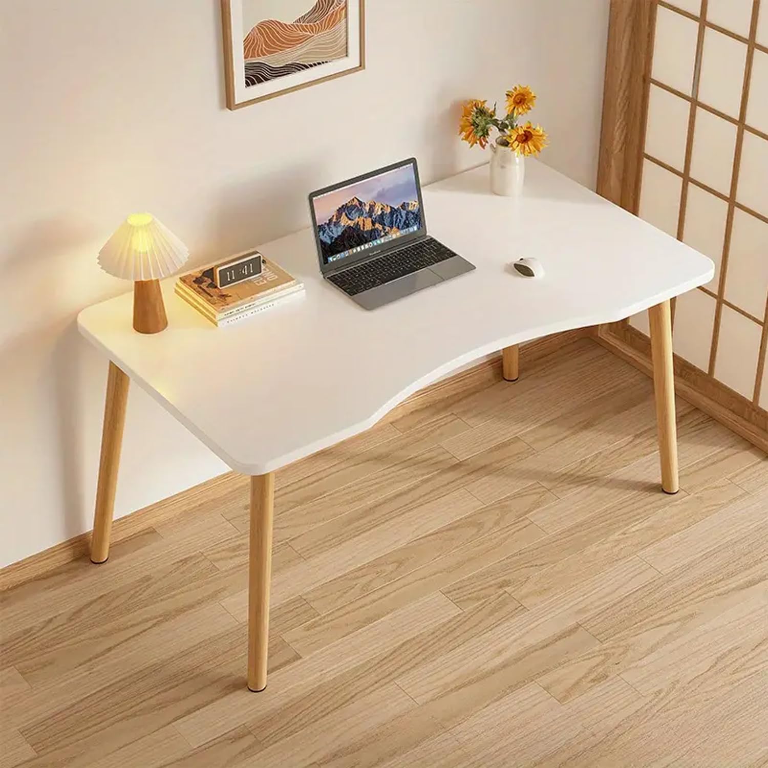 PQNLXLN 北欧 デスク パソコンデスク 組立簡単 テーブル シンプル 幅80cm×奥行50cm ワークテーブル 勉強机 木製 机 PCデスク 在宅勤務 リモートワーク用 おしゃれ シンプル 化粧台 作業机 仕事用