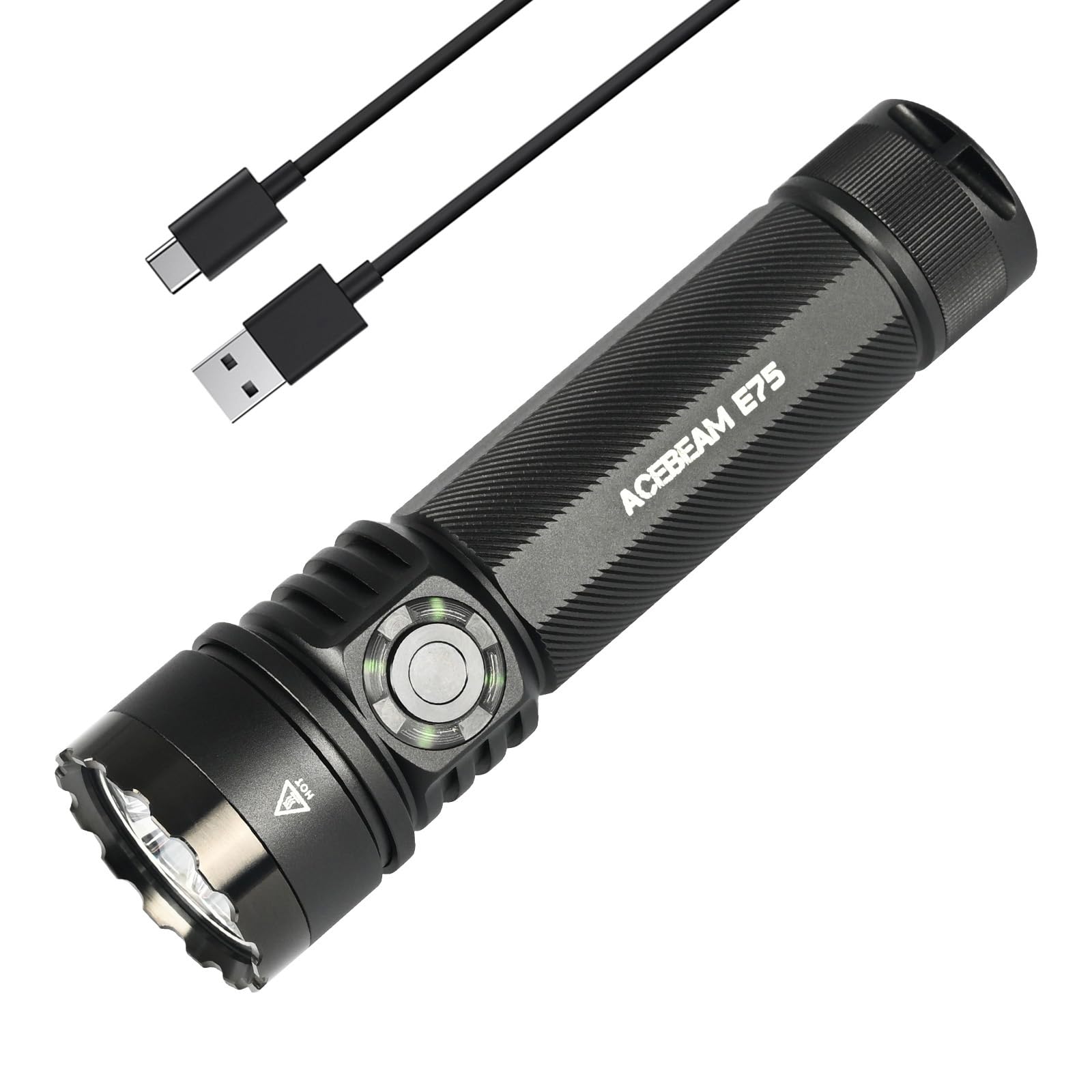 ACEBEAM E75 懐中電灯 高い演色性 CRI90 昼白色 5000K LEDフラッシュライト 3000ルーメン 高輝度 強力 ハンディライト ワークライト USB-C充電式 IP68防水 小型 キャンプ 登山 捜索救助 防災 停電対策 緊急用