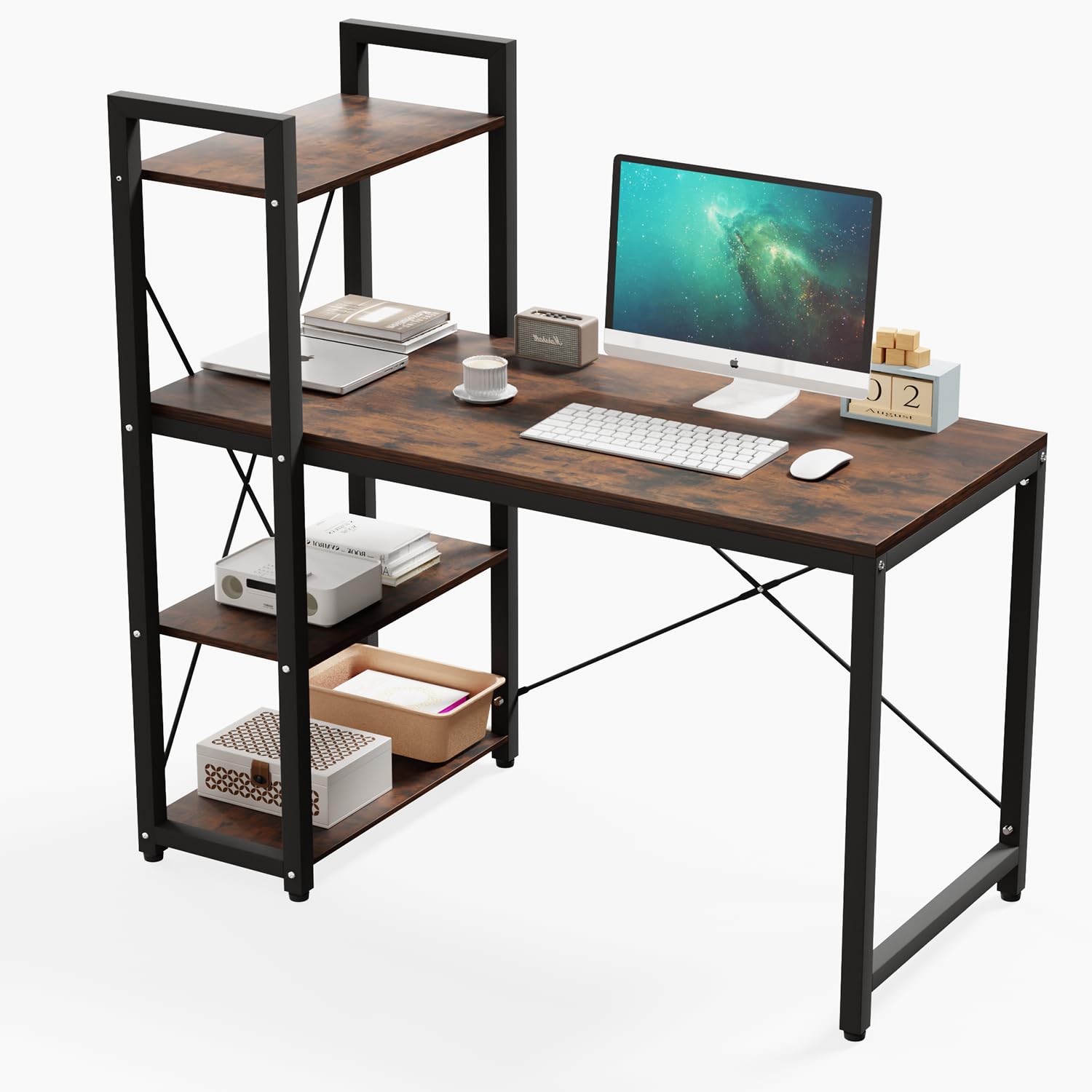 PQNLXLN机 棚付き PCデスク 勉強机 幅100cm×奥行50cm オフィスデスク 書斎 テレワーク