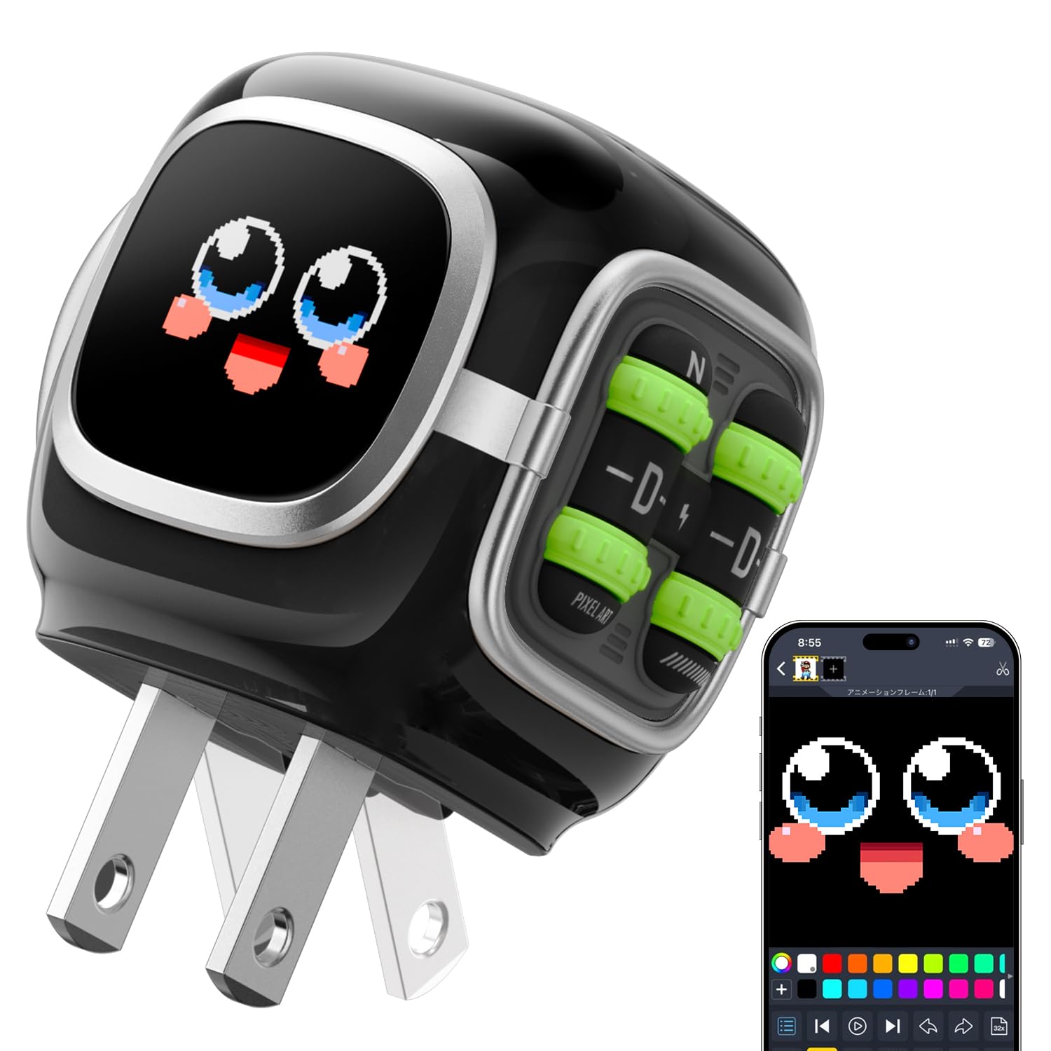 【画面付き・充電ガジェット】Divoom Dipow 35W 急速充電器 Type-c PD充電器 自由カスタマイズ可能・専用アプリ搭載（絵文字・ピクセル作品・時間 を再生）折りたたみ式プラグ 安全で低温 PSE技術基準適合 小型 可愛い おしゃれ 202